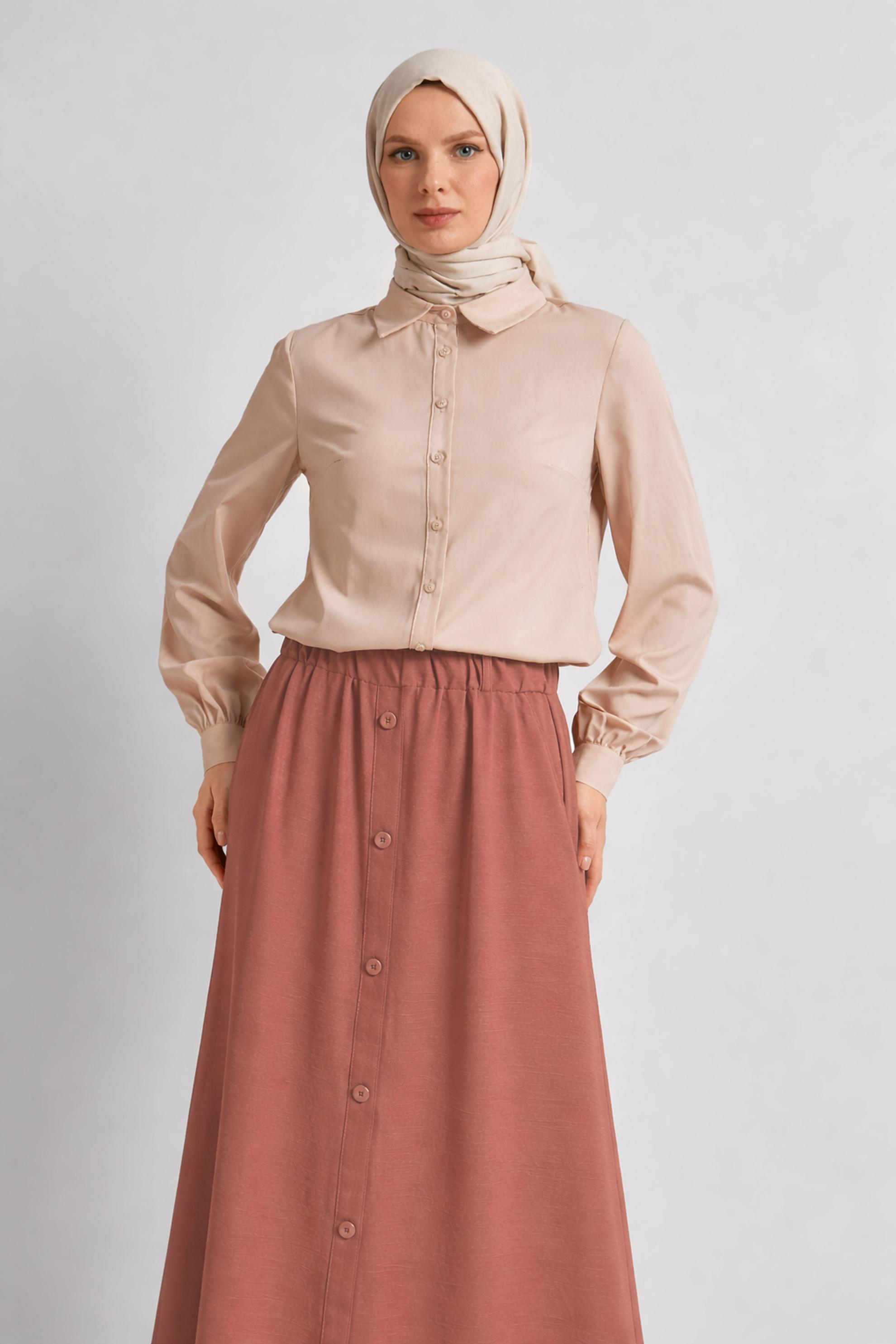 Hijab clothing ORANGE BUTTON DETAILED SKIRT 60676