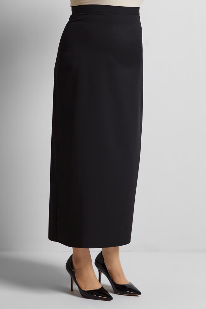 Tesettür giyim SİYAH DÜZ KESİM BÜYÜK BEDEN ETEK 60677 - ALVİNA