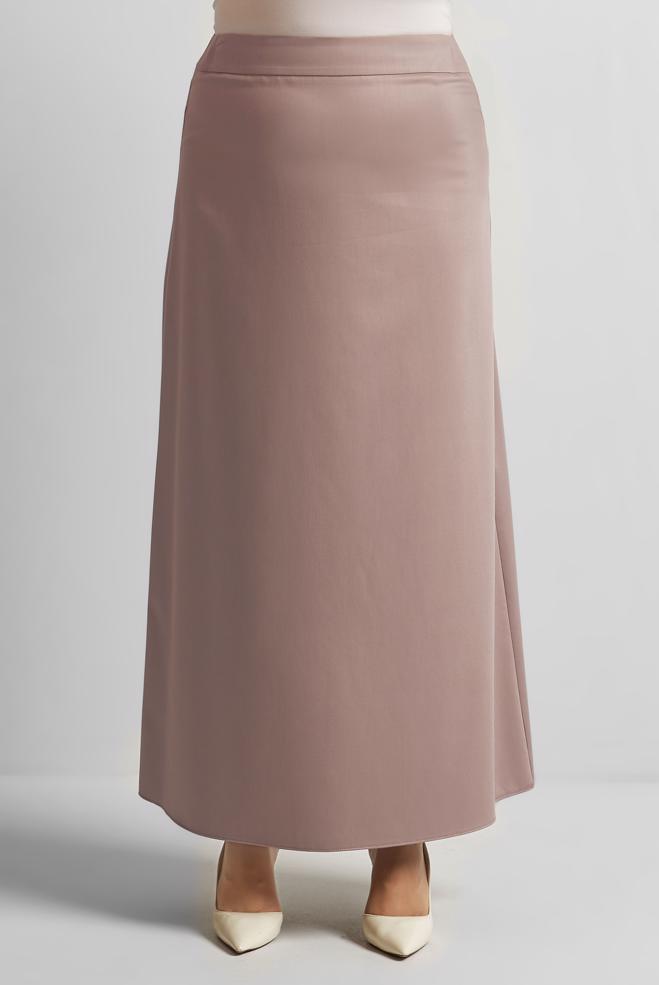 Tesettür giyim PEMBE DÜZ KESİM BÜYÜK BEDEN ETEK 60677 - ALVİNA