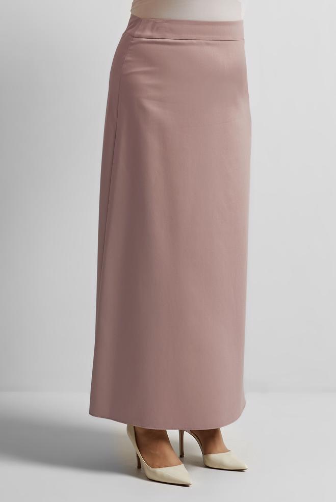 Tesettür giyim PEMBE DÜZ KESİM BÜYÜK BEDEN ETEK 60677 - ALVİNA