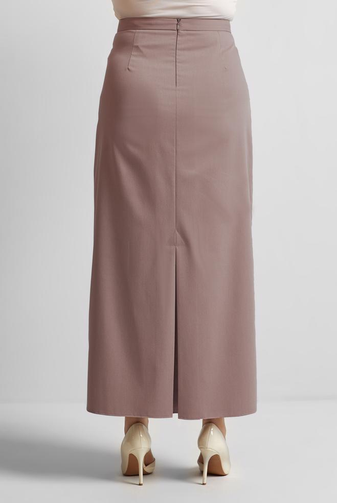 Tesettür giyim PEMBE DÜZ KESİM BÜYÜK BEDEN ETEK 60677 - ALVİNA