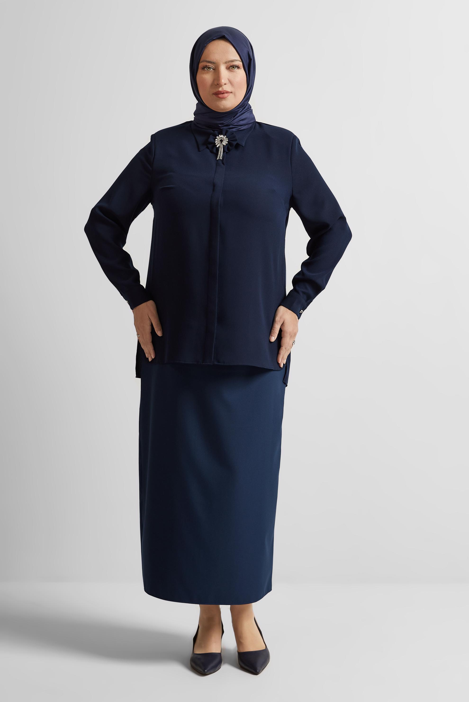 Vêtements hijab BLEU MARINE JUPE COUPE DROITE 60677