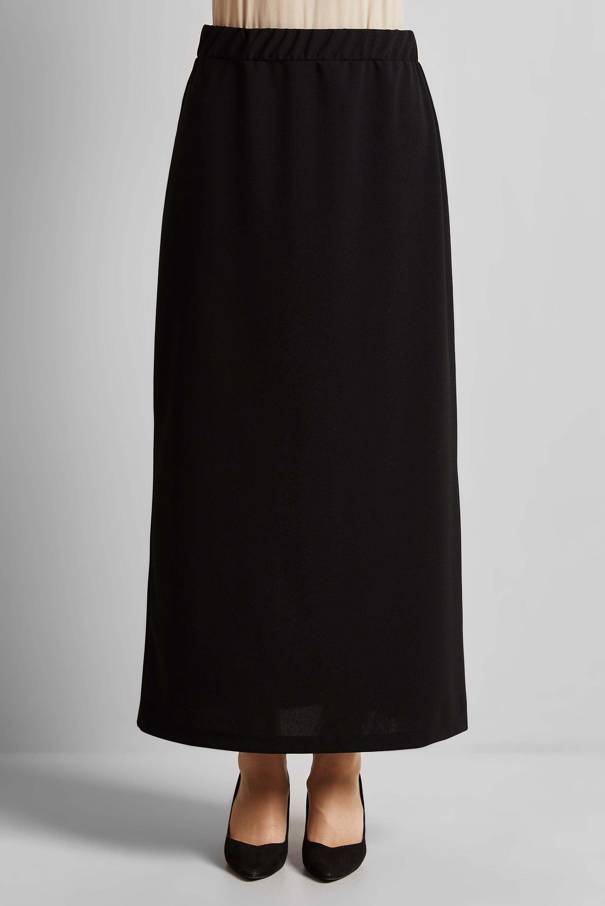 Tesettür giyim SİYAH BELİ LASTİKLİ ETEK 60678