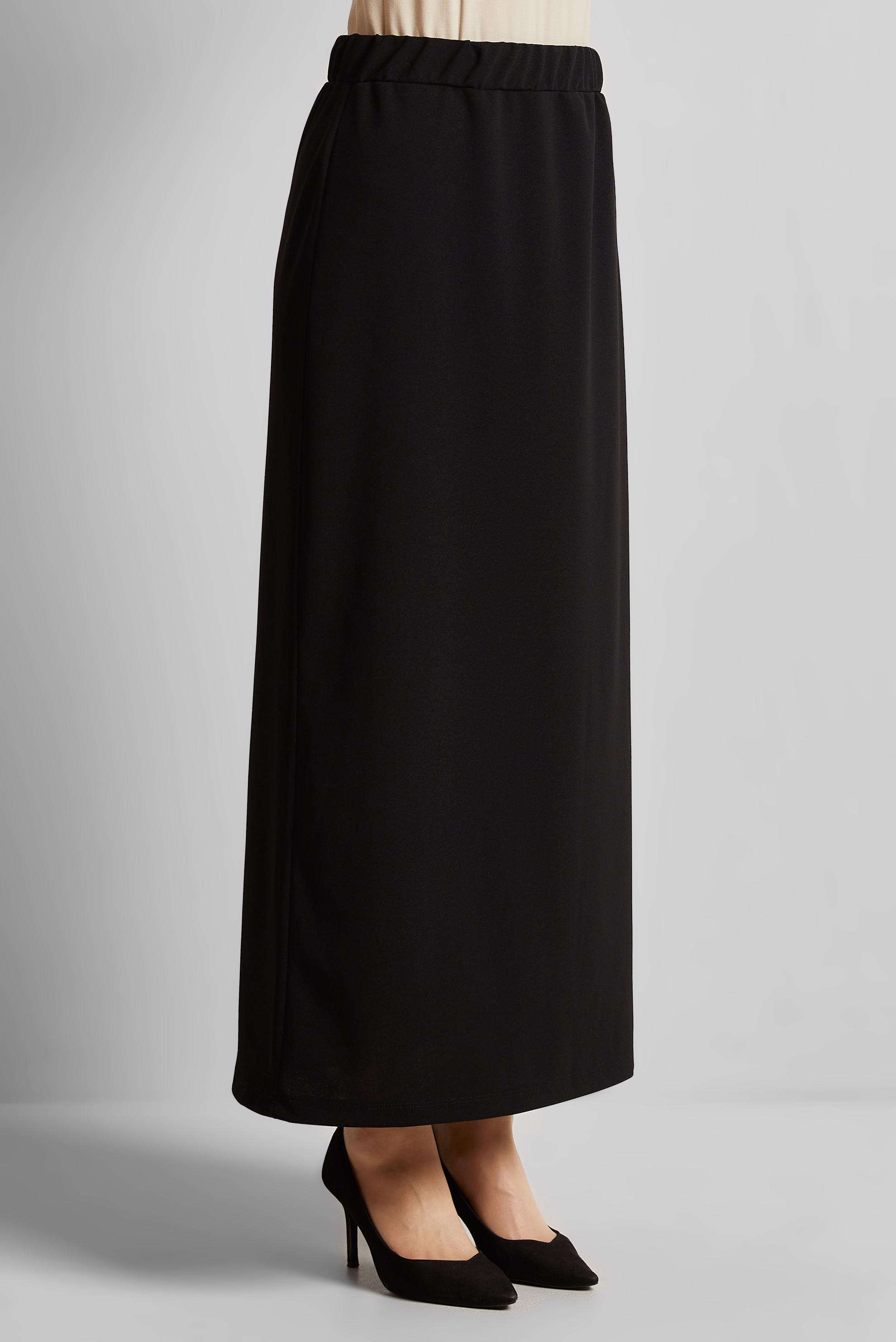 Tesettür giyim SİYAH BELİ LASTİKLİ ETEK 60678