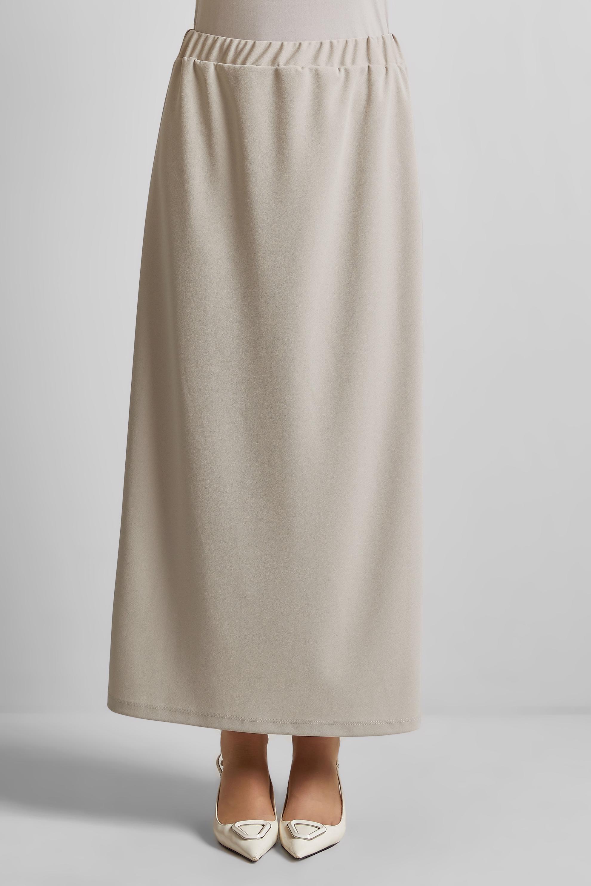 Tesettür giyim BEJ BELİ LASTİKLİ ETEK 60678