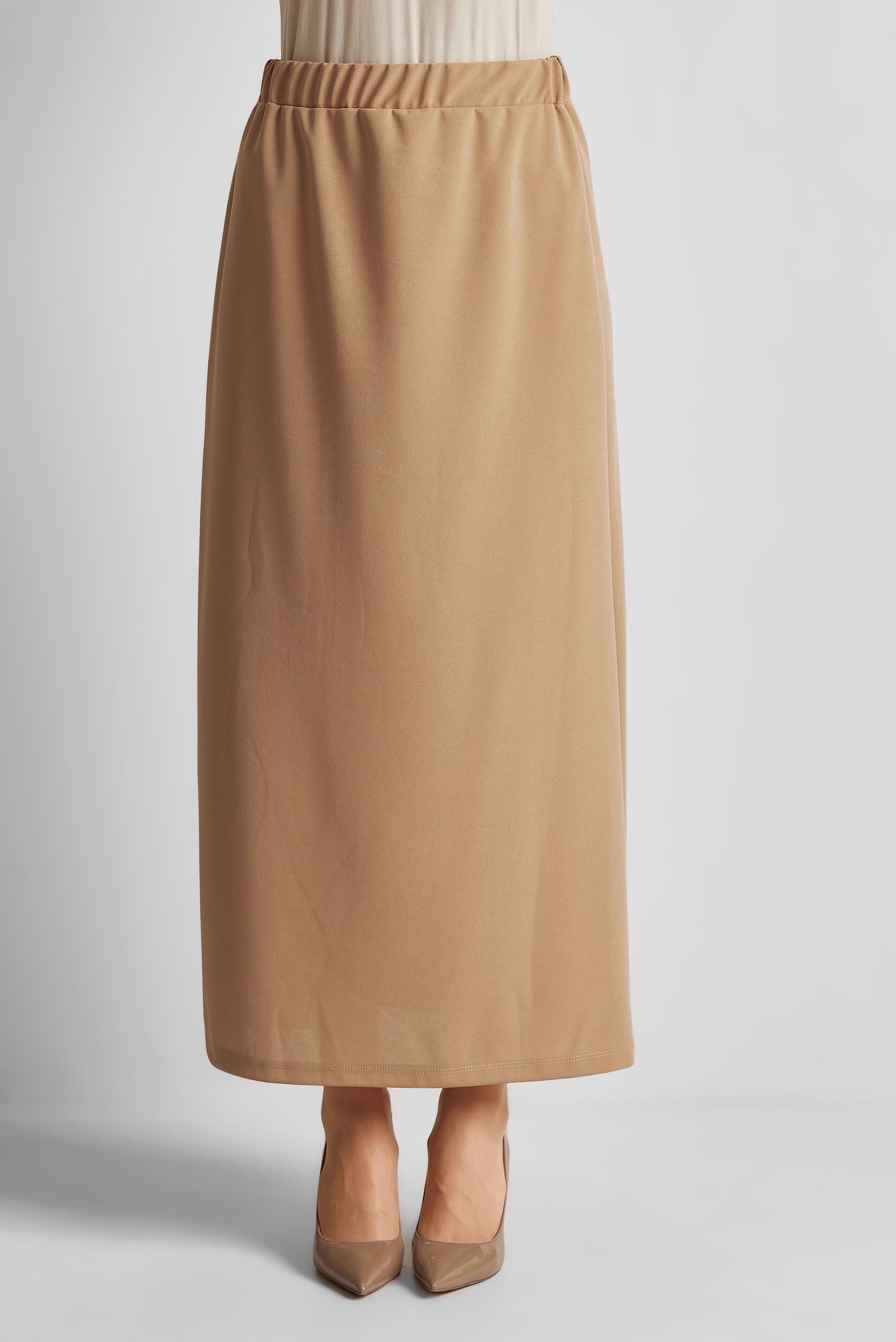 Tesettür giyim KAHVE BELİ LASTİKLİ ETEK 60678