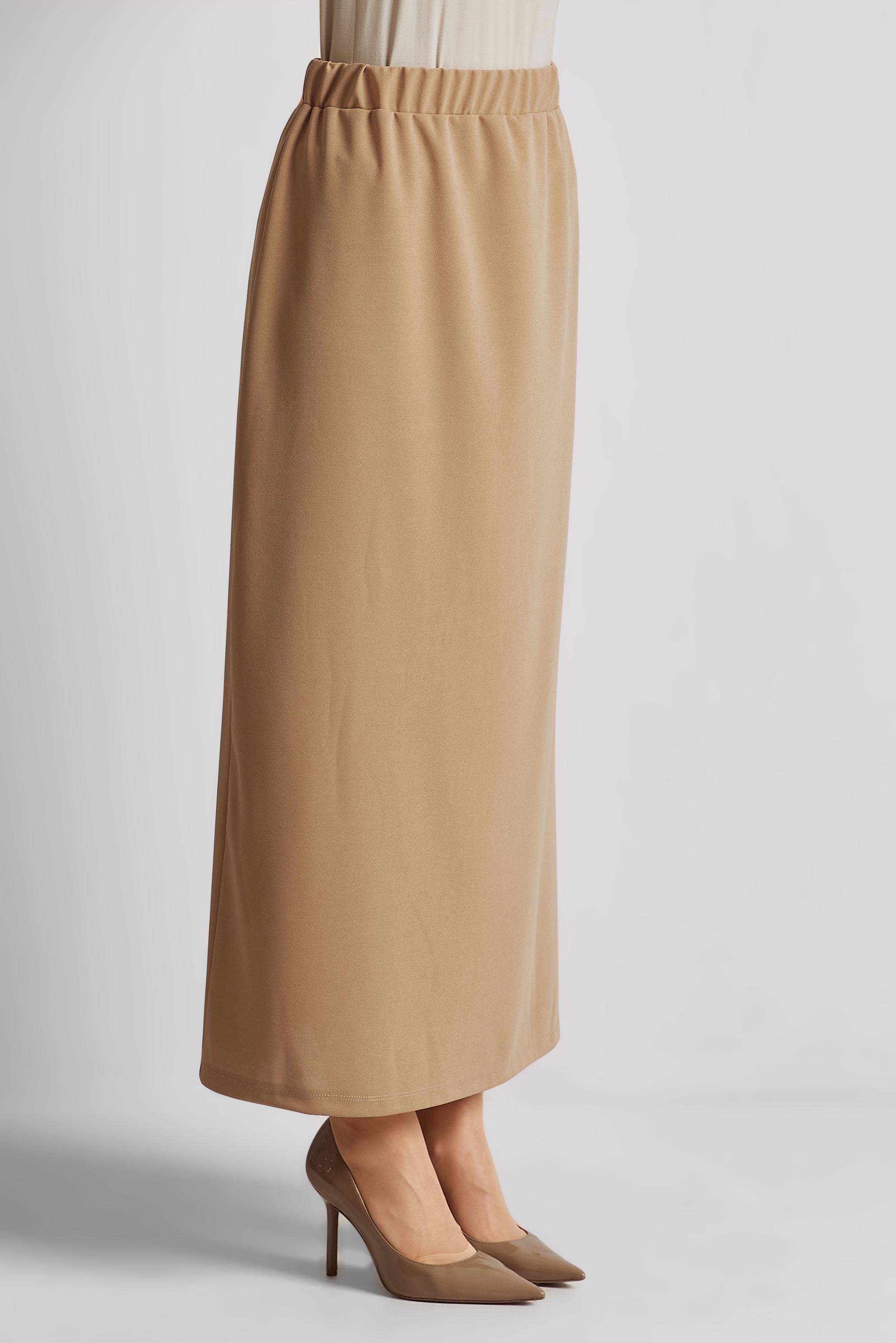 Tesettür giyim KAHVE BELİ LASTİKLİ ETEK 60678