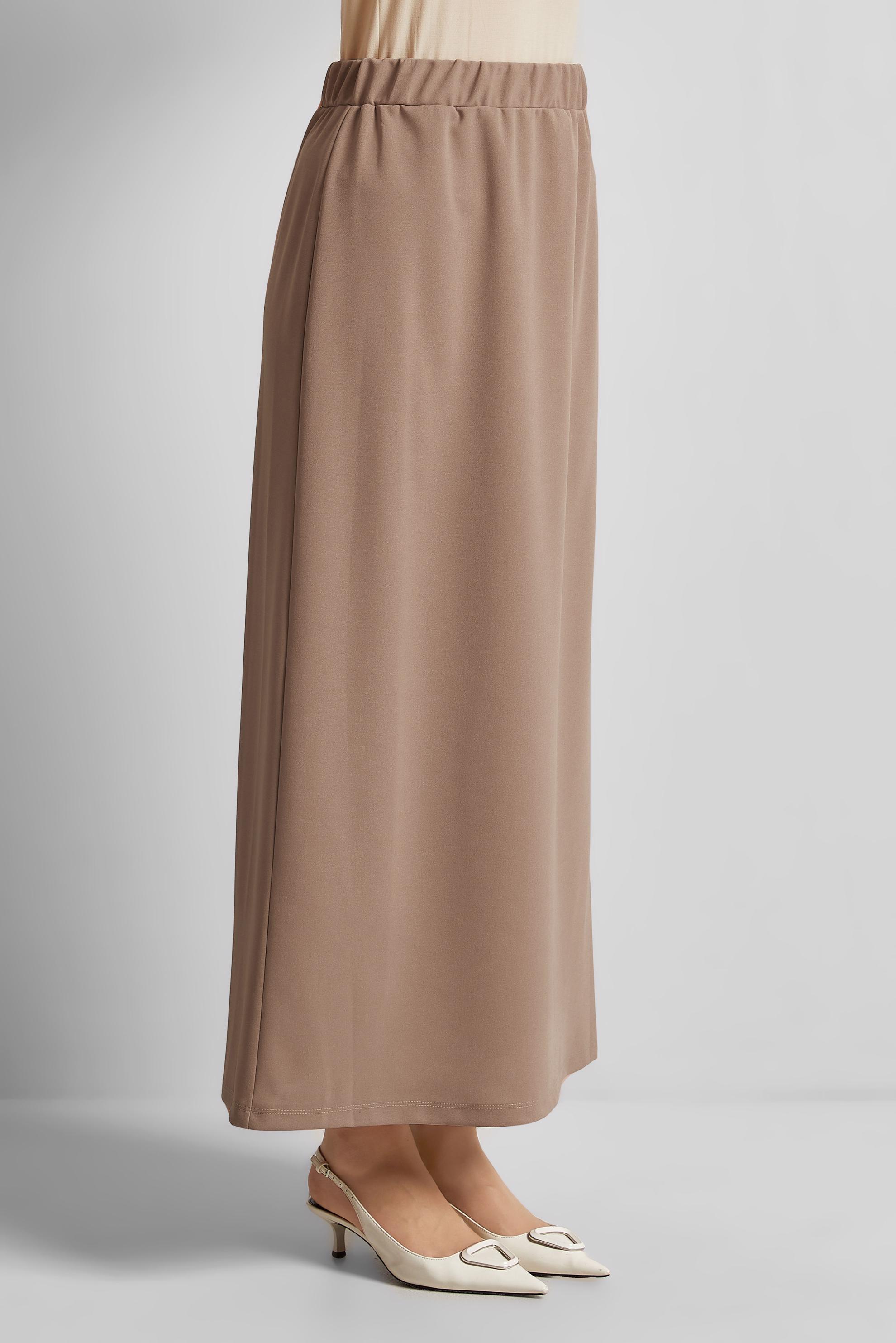 Tesettür giyim BEJ BELİ LASTİKLİ ETEK 60678