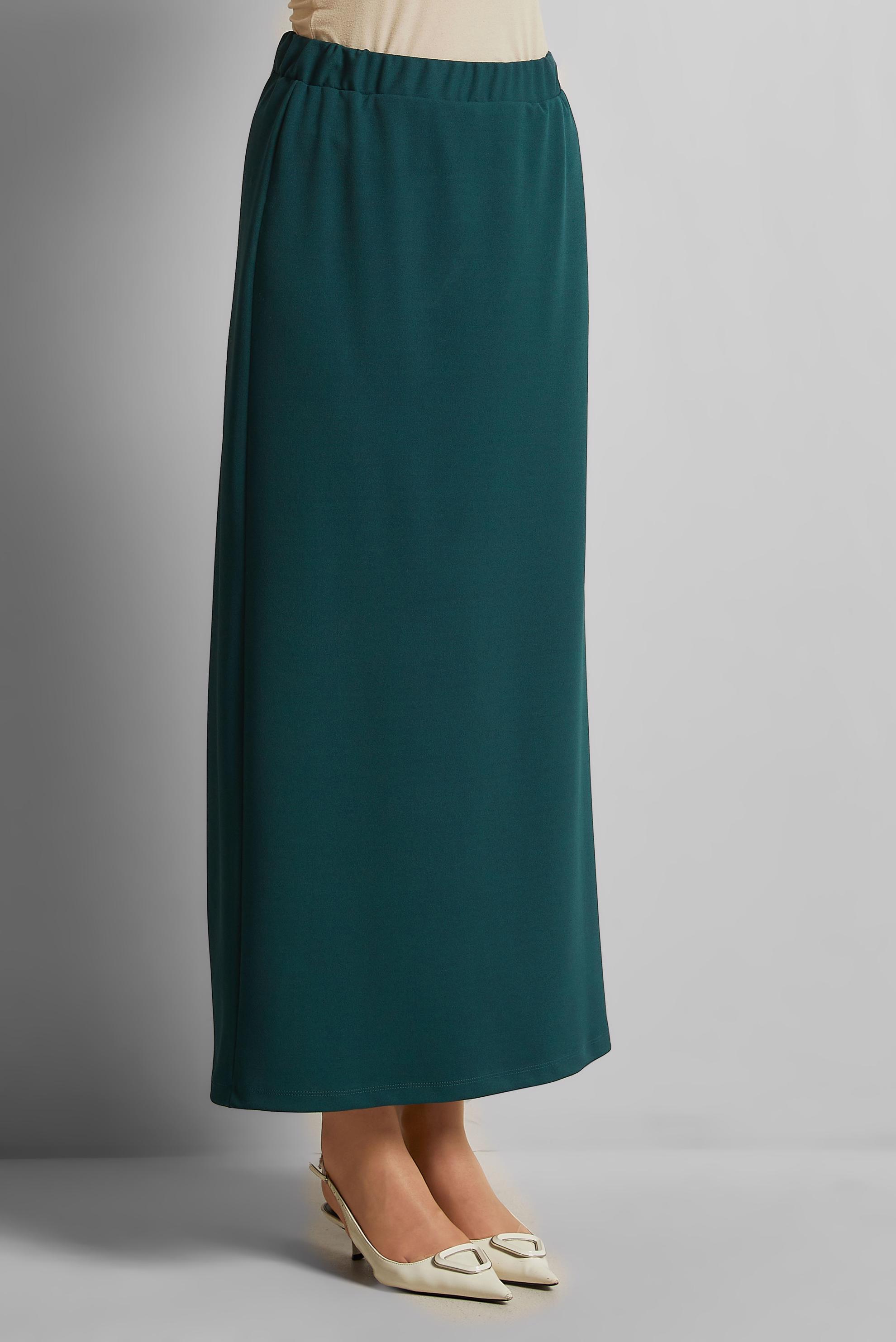 Tesettür giyim MAVİ BELİ LASTİKLİ ETEK 60678