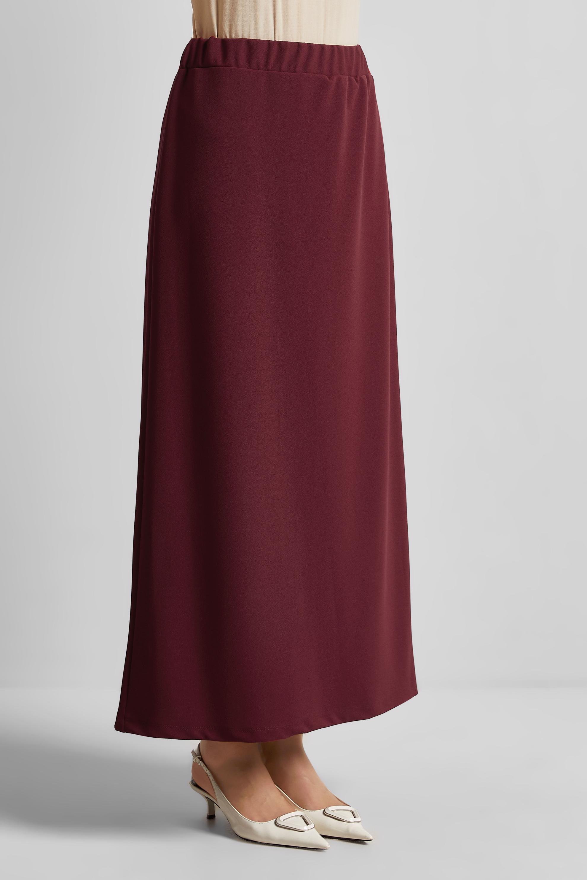 Tesettür giyim KIRMIZI BELİ LASTİKLİ ETEK 60678