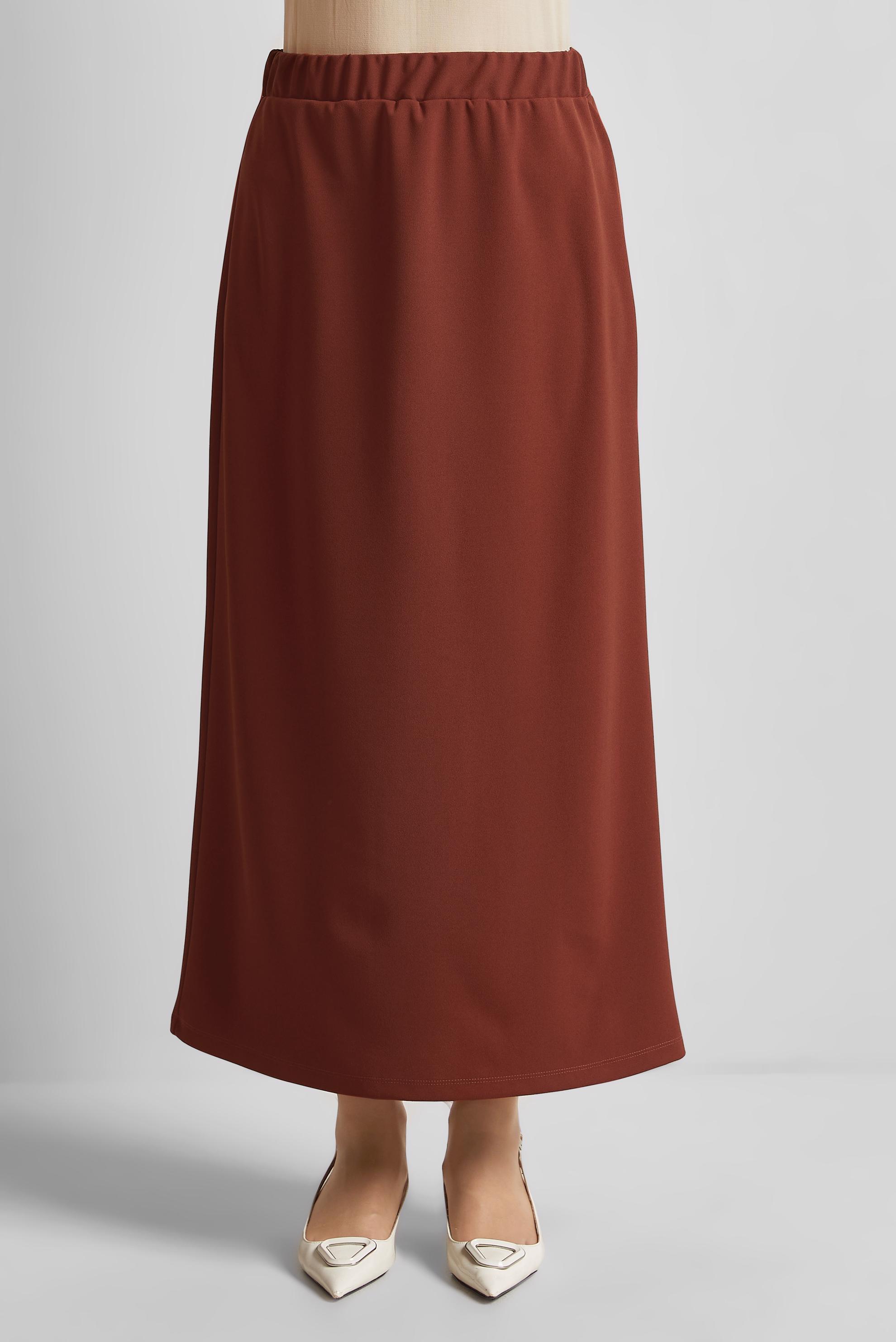 Tesettür giyim BORDO BELİ LASTİKLİ ETEK 60678