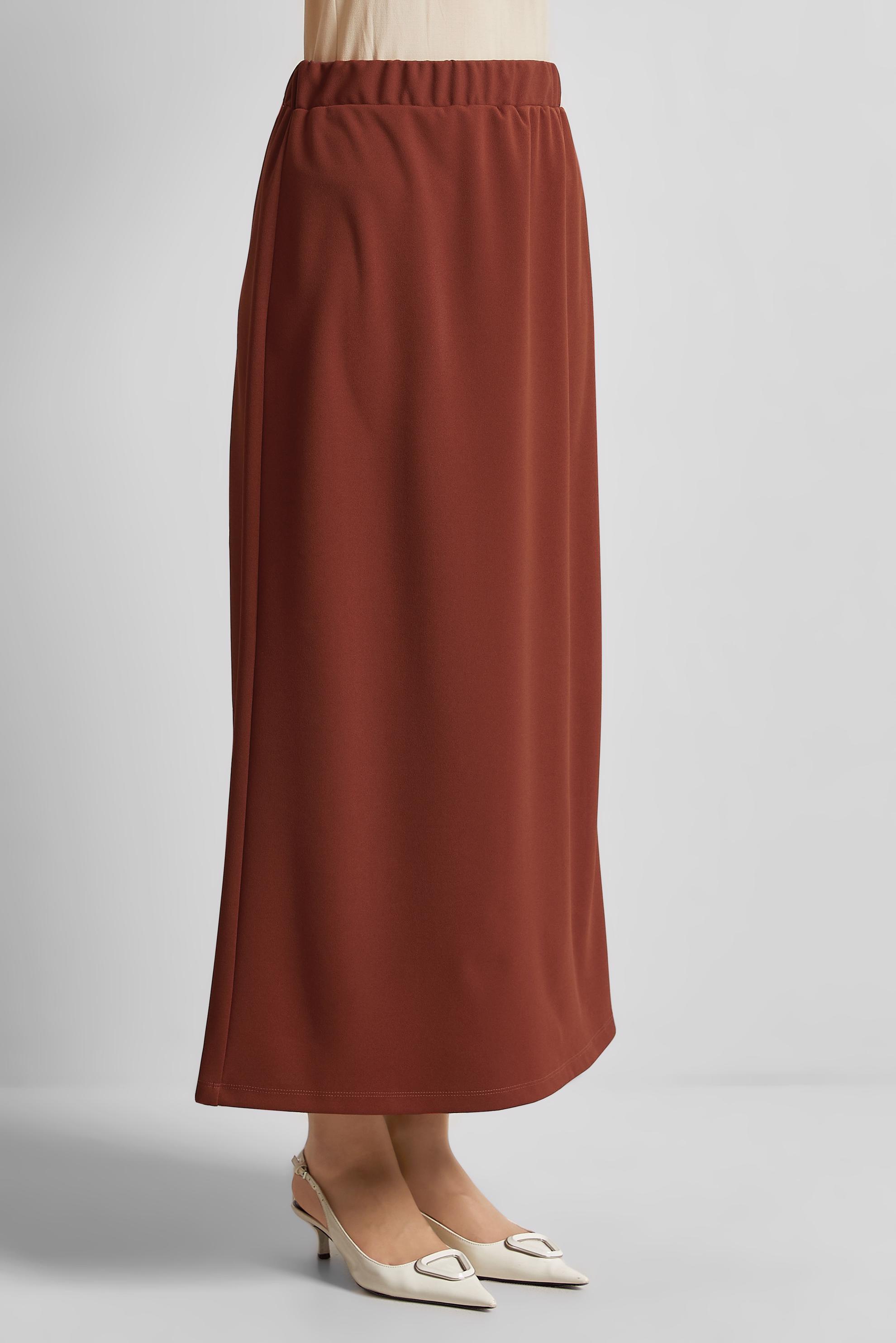 Tesettür giyim BORDO BELİ LASTİKLİ ETEK 60678