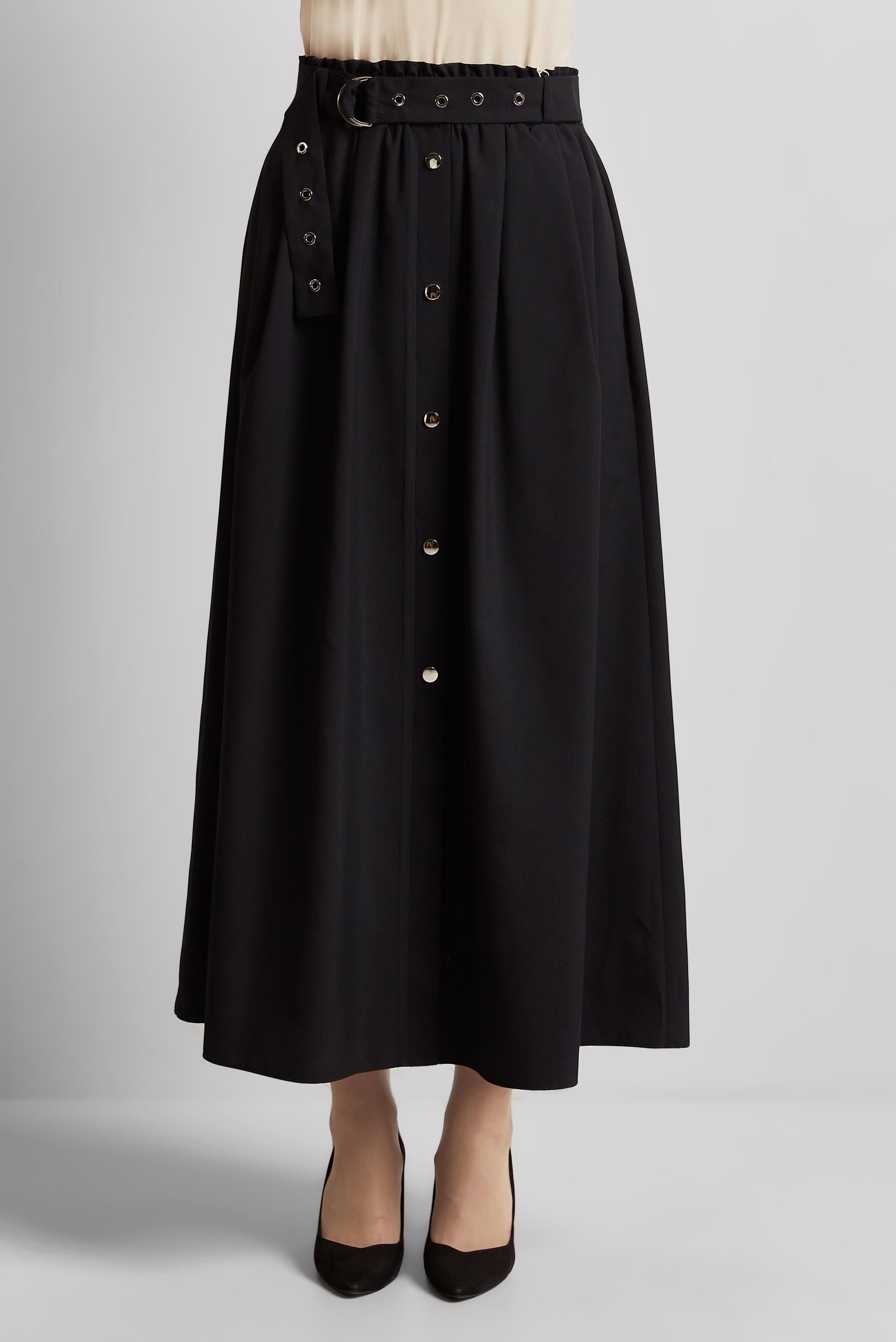 Tesettür giyim SİYAH KEMERLİ ETEK 60679