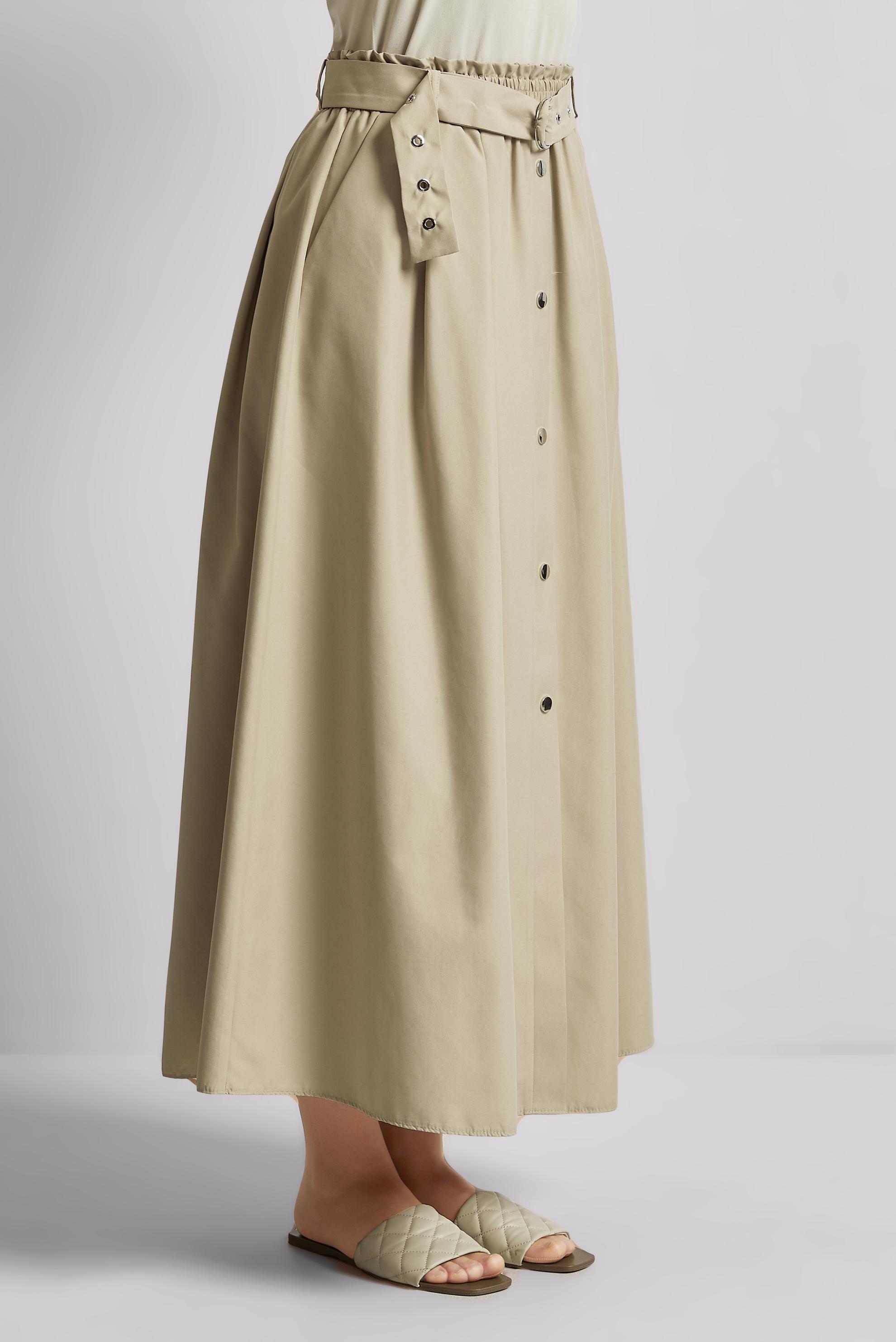 Tesettür giyim BEJ KEMERLİ ETEK 60679