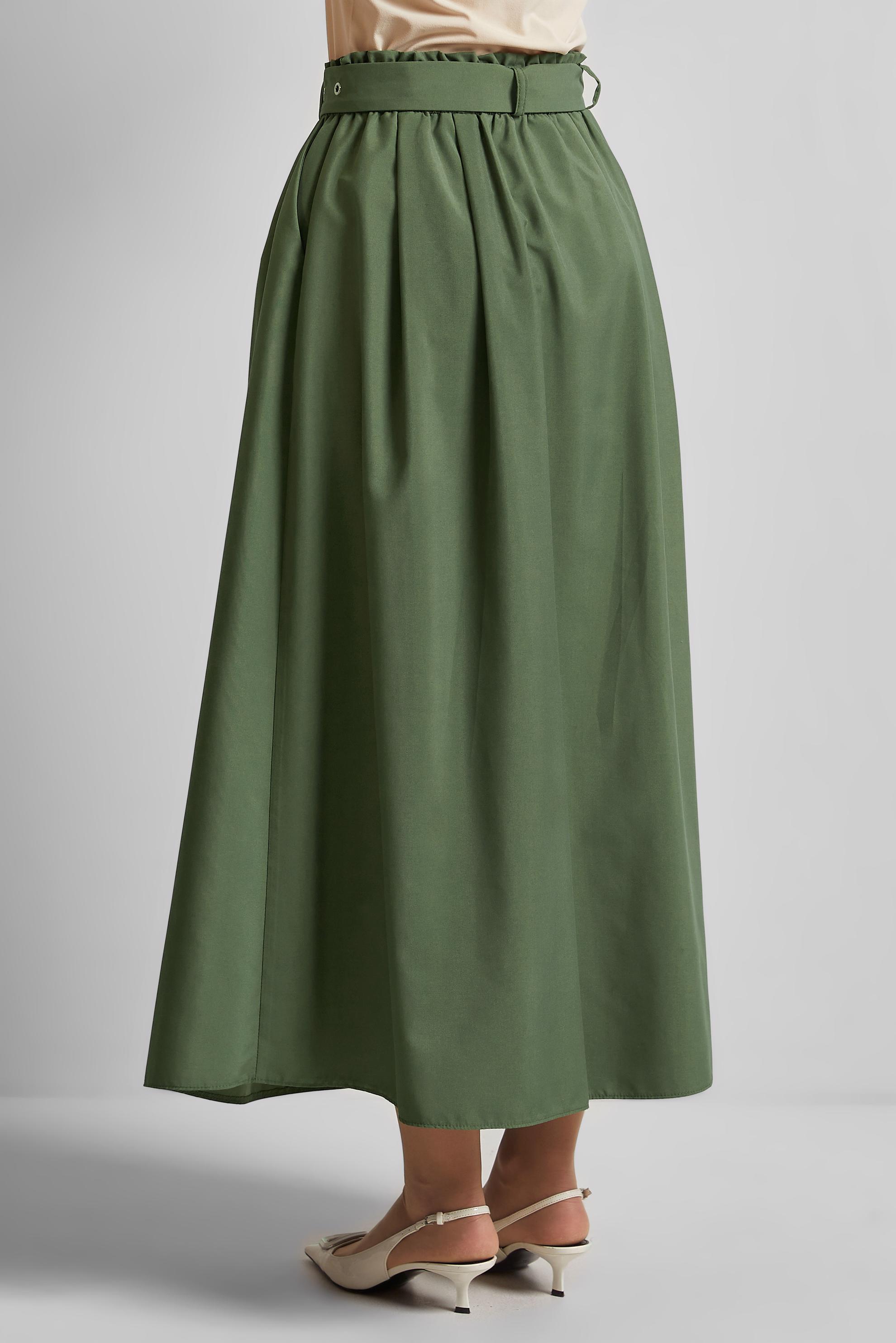 Tesettür giyim HAKİ KEMERLİ ETEK 60679