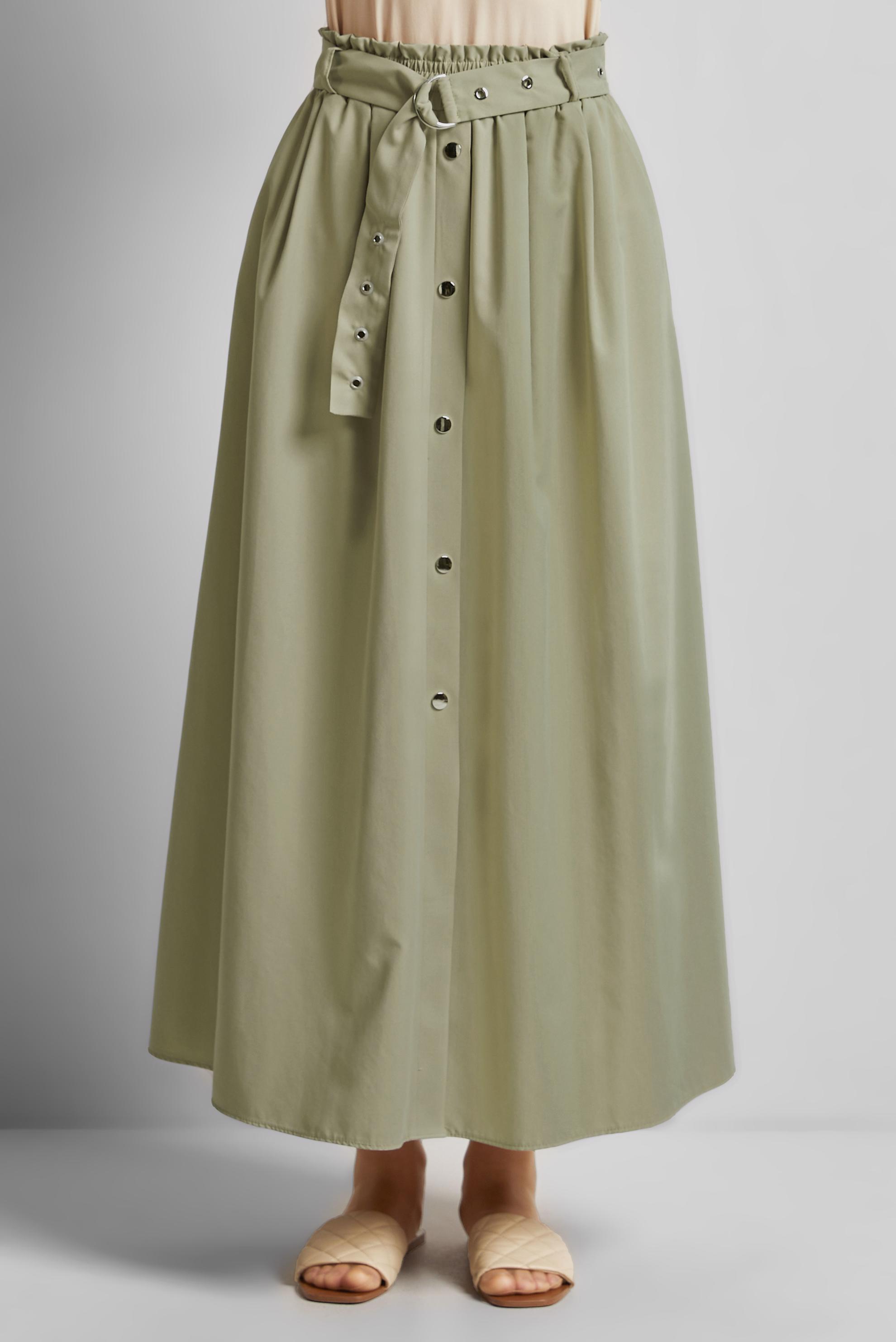 Tesettür giyim BEJ KEMERLİ ETEK 60679