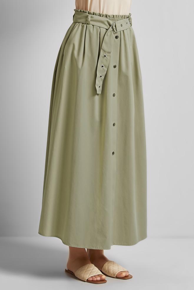 Hijab-Kleidung BEIGE ROCK MIT GÜRTEL 60679 - ALVİNA