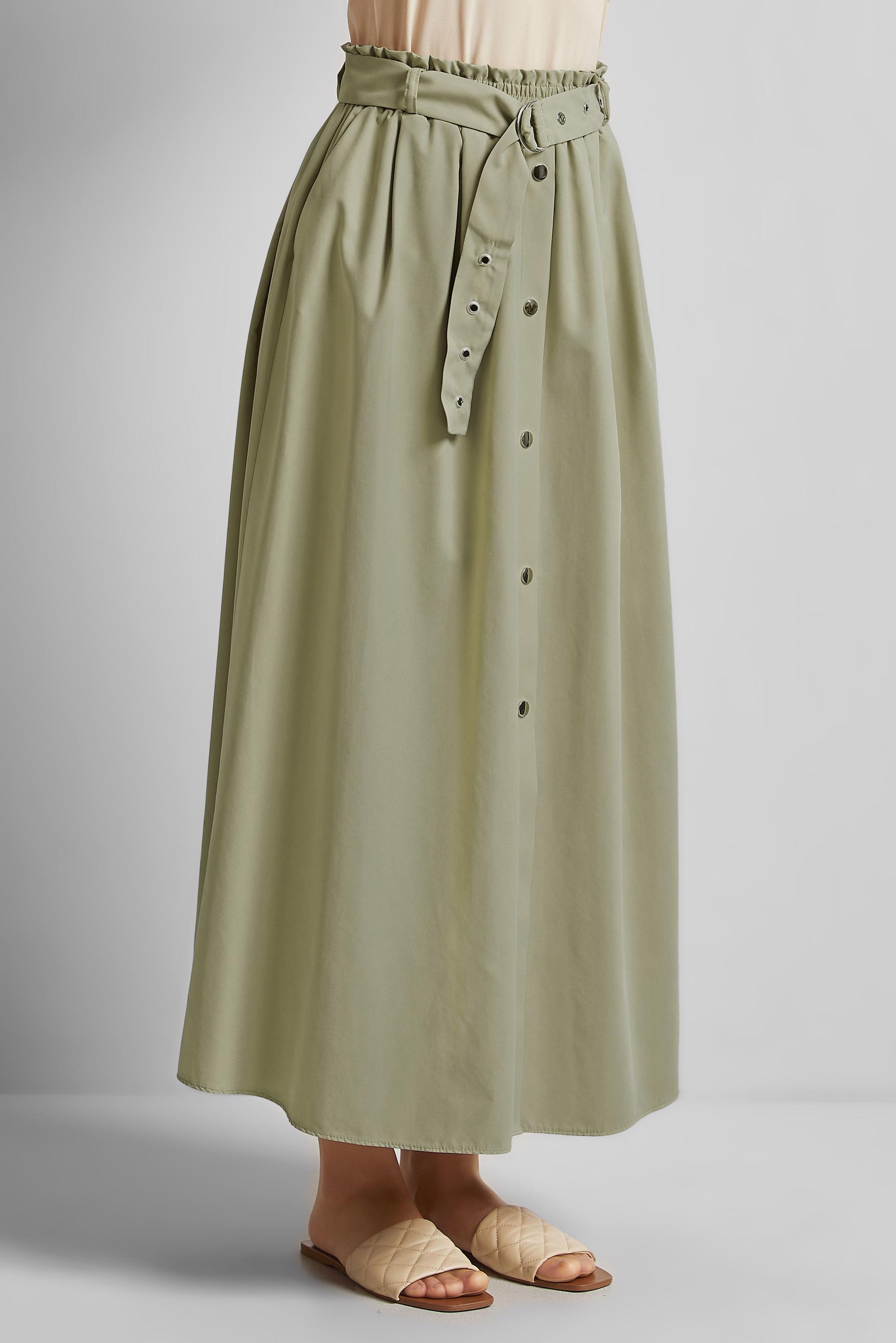 Tesettür giyim BEJ KEMERLİ ETEK 60679