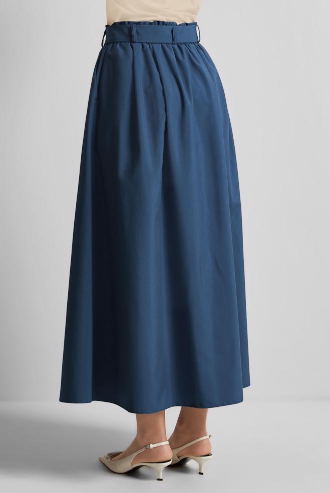 Hijab-Kleidung NAVY BLAU ROCK MIT GÜRTEL 60679 - ALVİNA