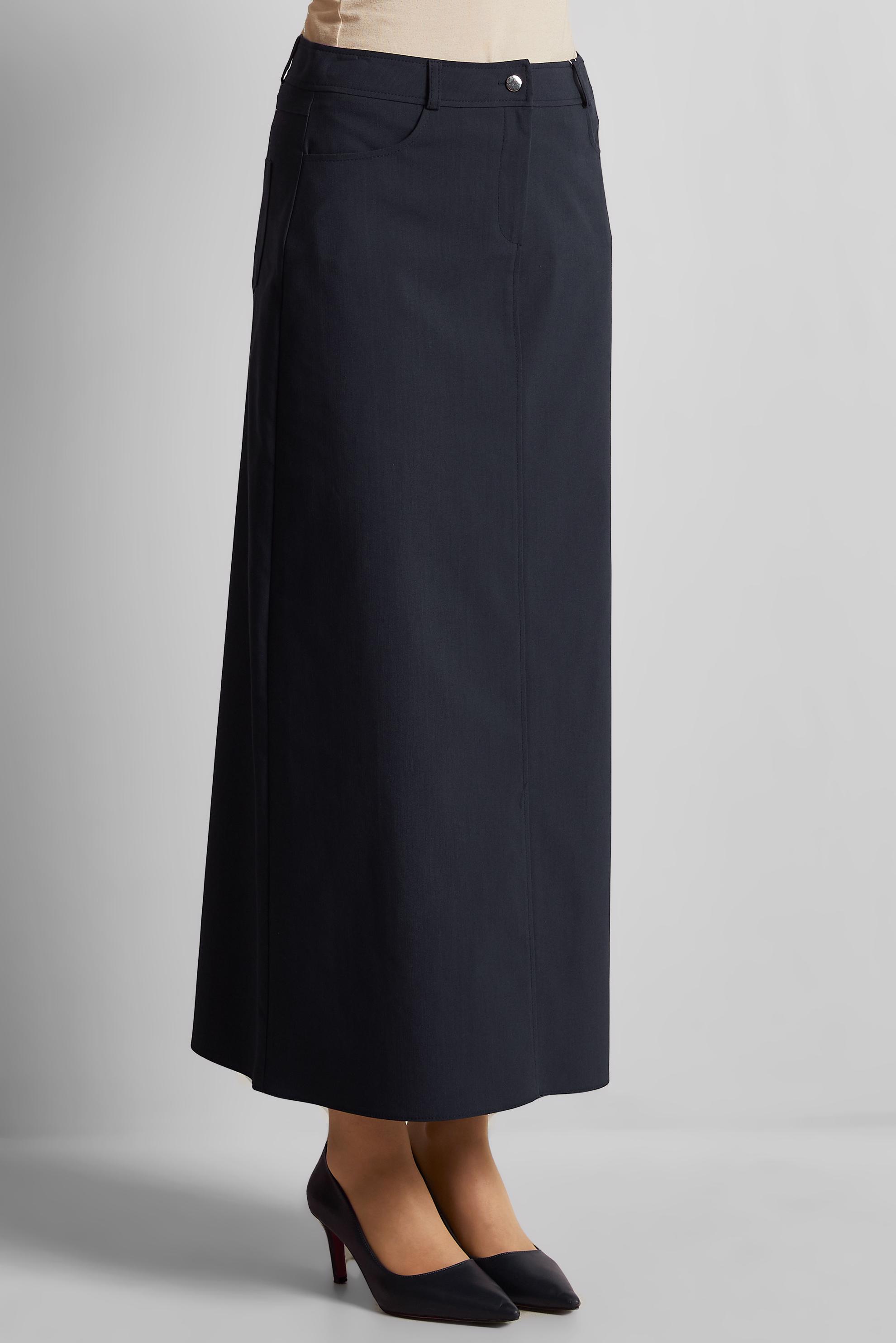 Tesettür giyim LACİVERT DÜZ KESİM PAMUKLU ETEK 60680