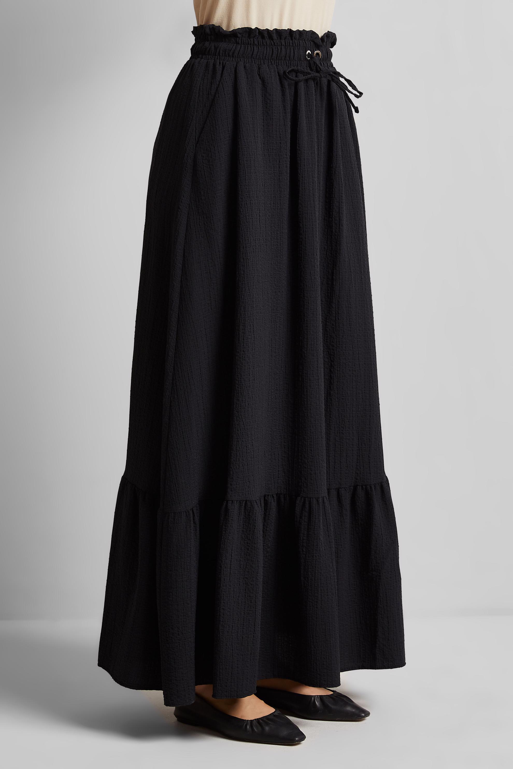 Tesettür giyim SİYAH BELİ LASTİKLİ ETEK 60681