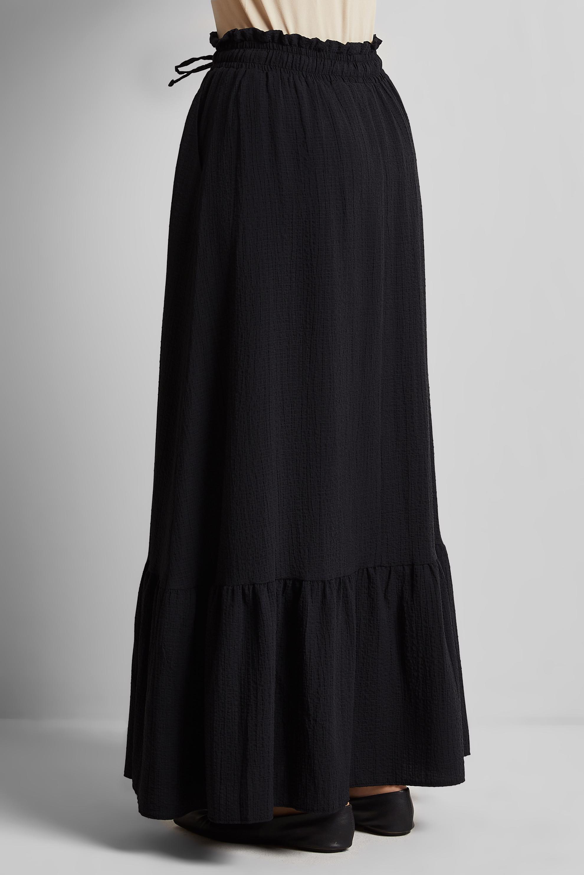 Tesettür giyim SİYAH BELİ LASTİKLİ ETEK 60681