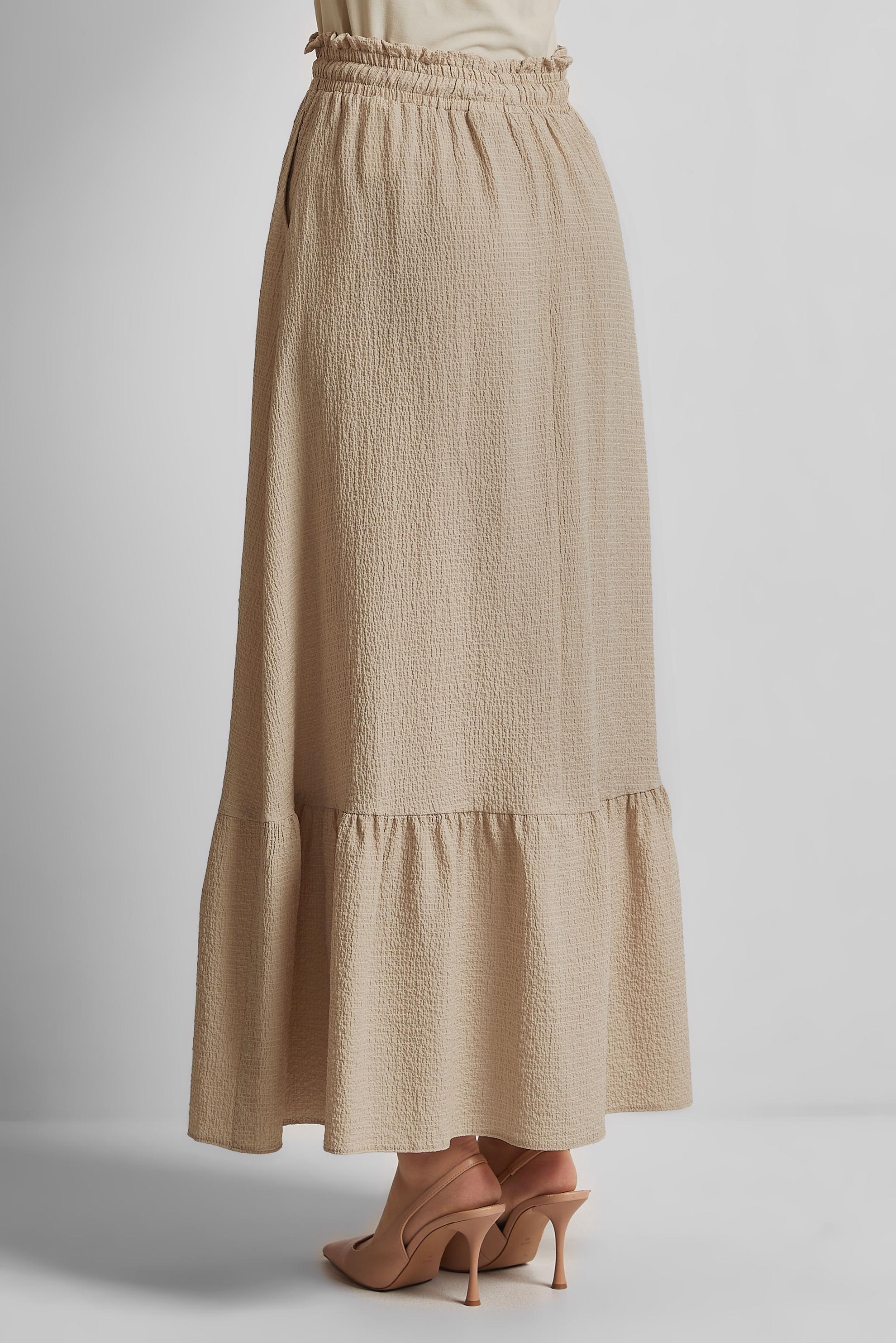 Tesettür giyim BEJ BELİ LASTİKLİ ETEK 60681