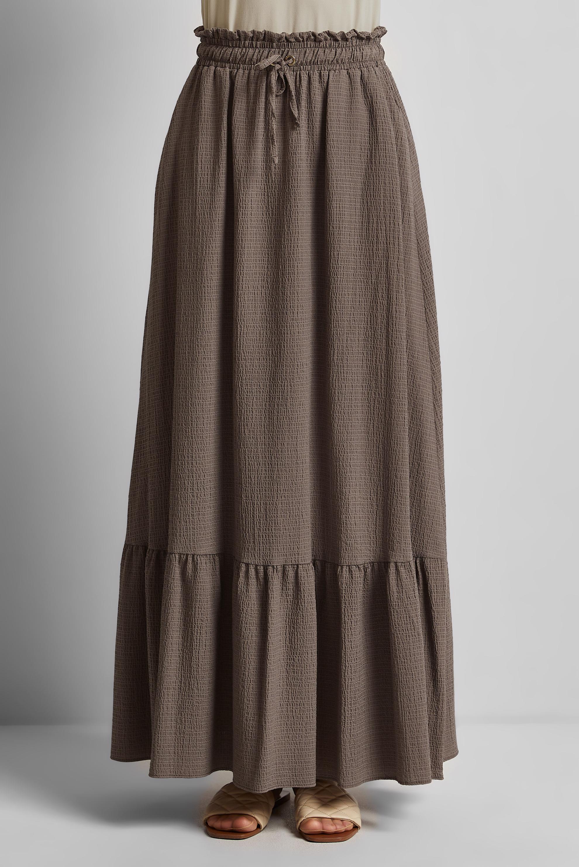 Tesettür giyim KAHVE BELİ LASTİKLİ ETEK 60681