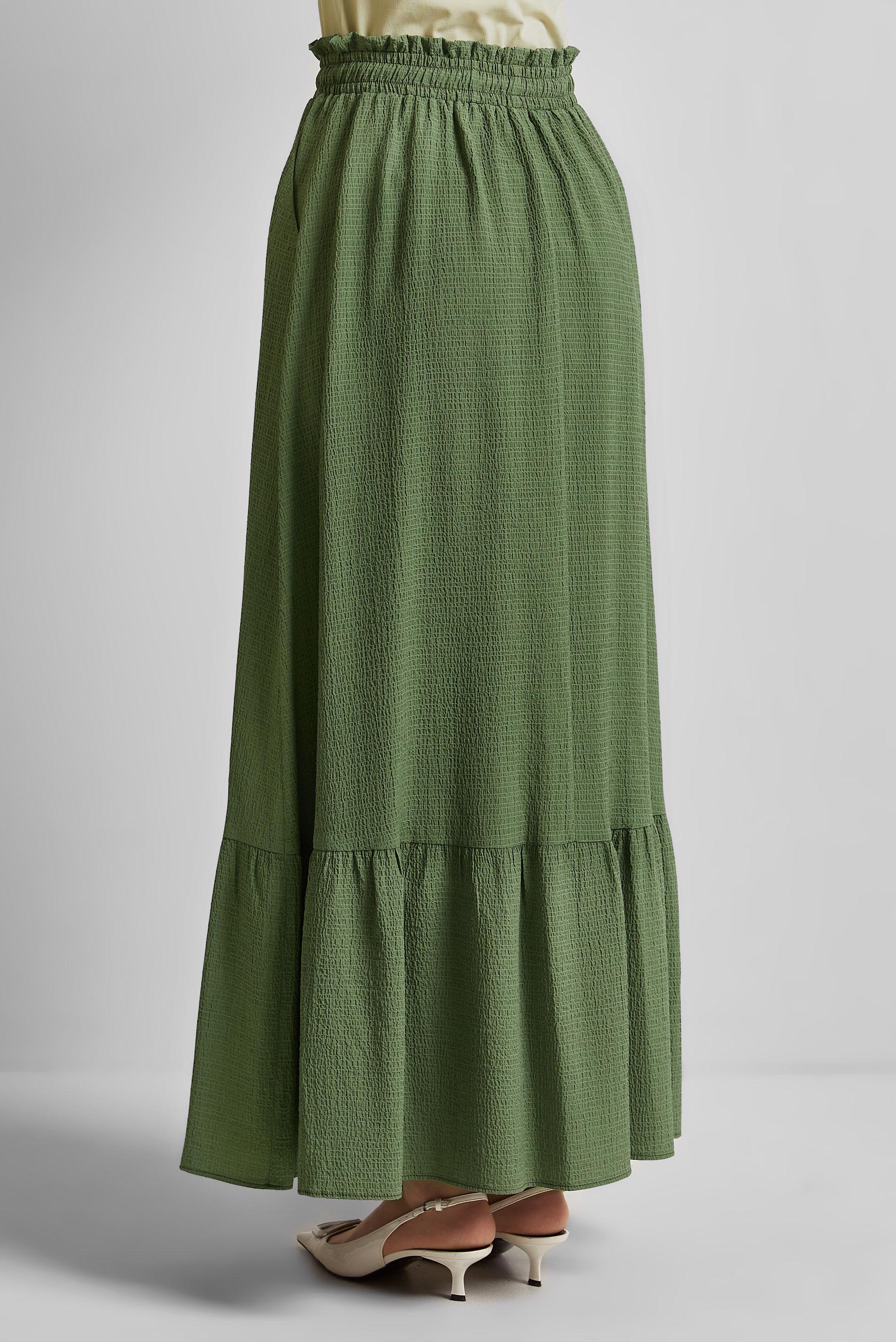 Tesettür giyim HAKİ BELİ LASTİKLİ ETEK 60681