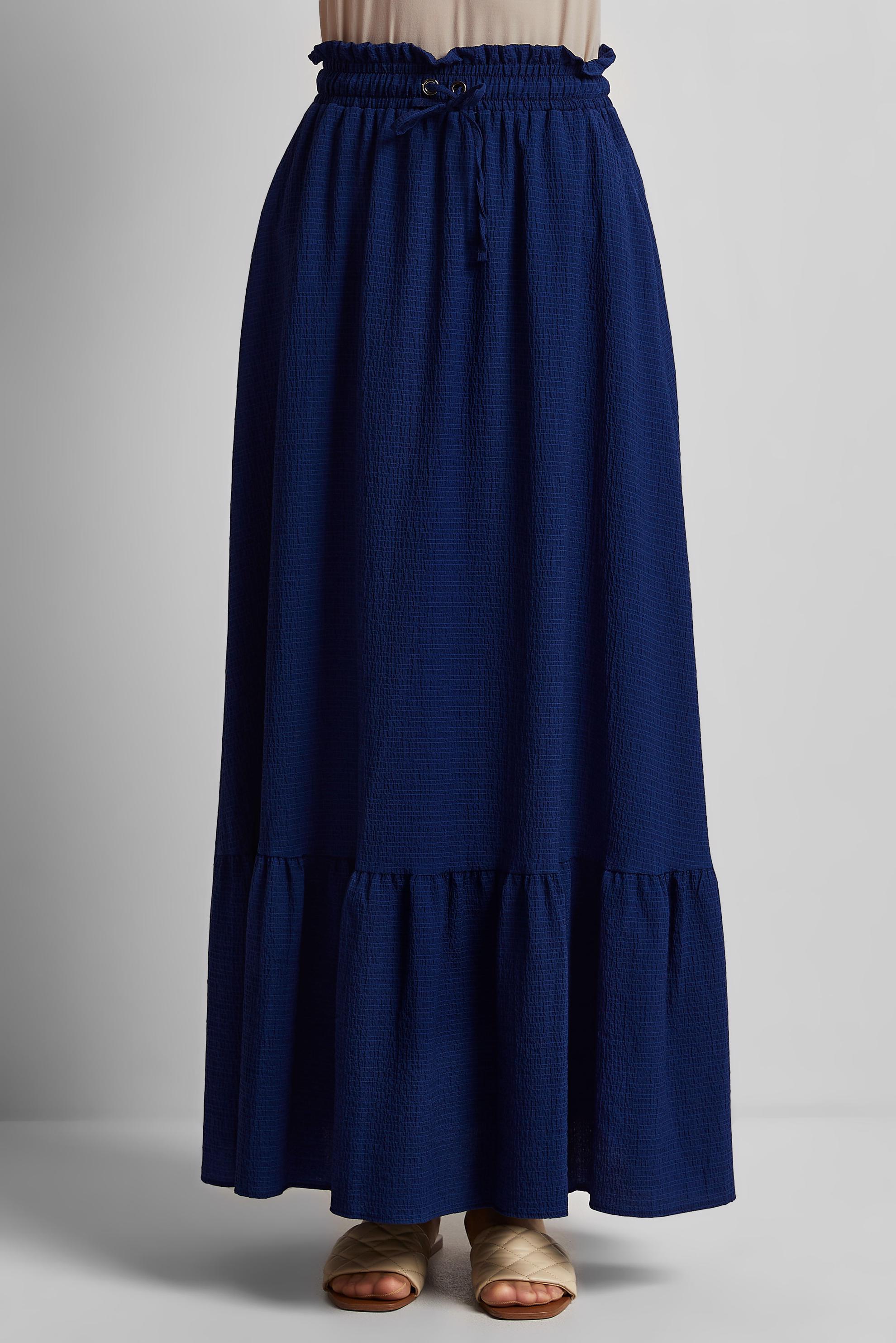 Tesettür giyim LACİVERT BELİ LASTİKLİ ETEK 60681