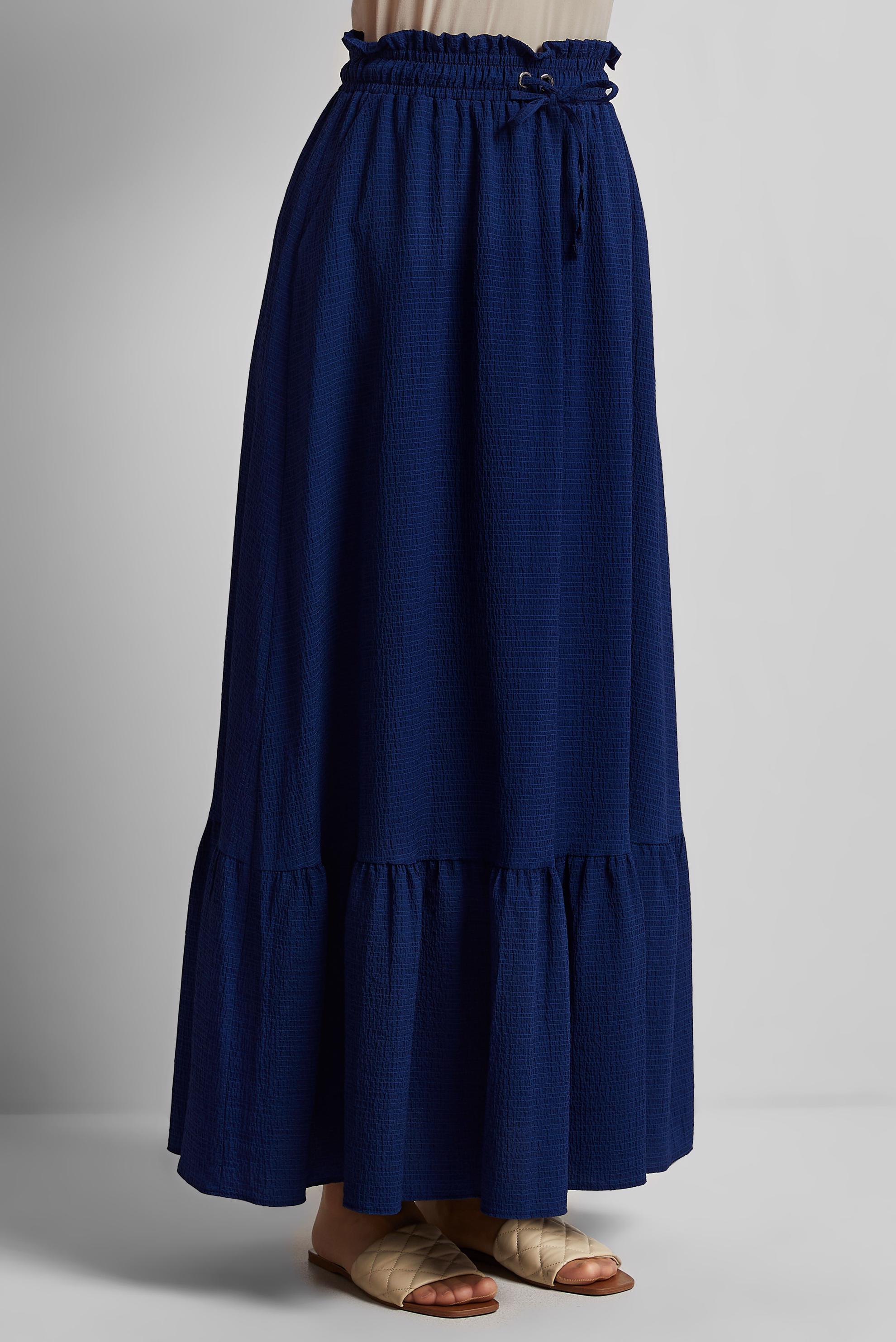 Tesettür giyim LACİVERT BELİ LASTİKLİ ETEK 60681