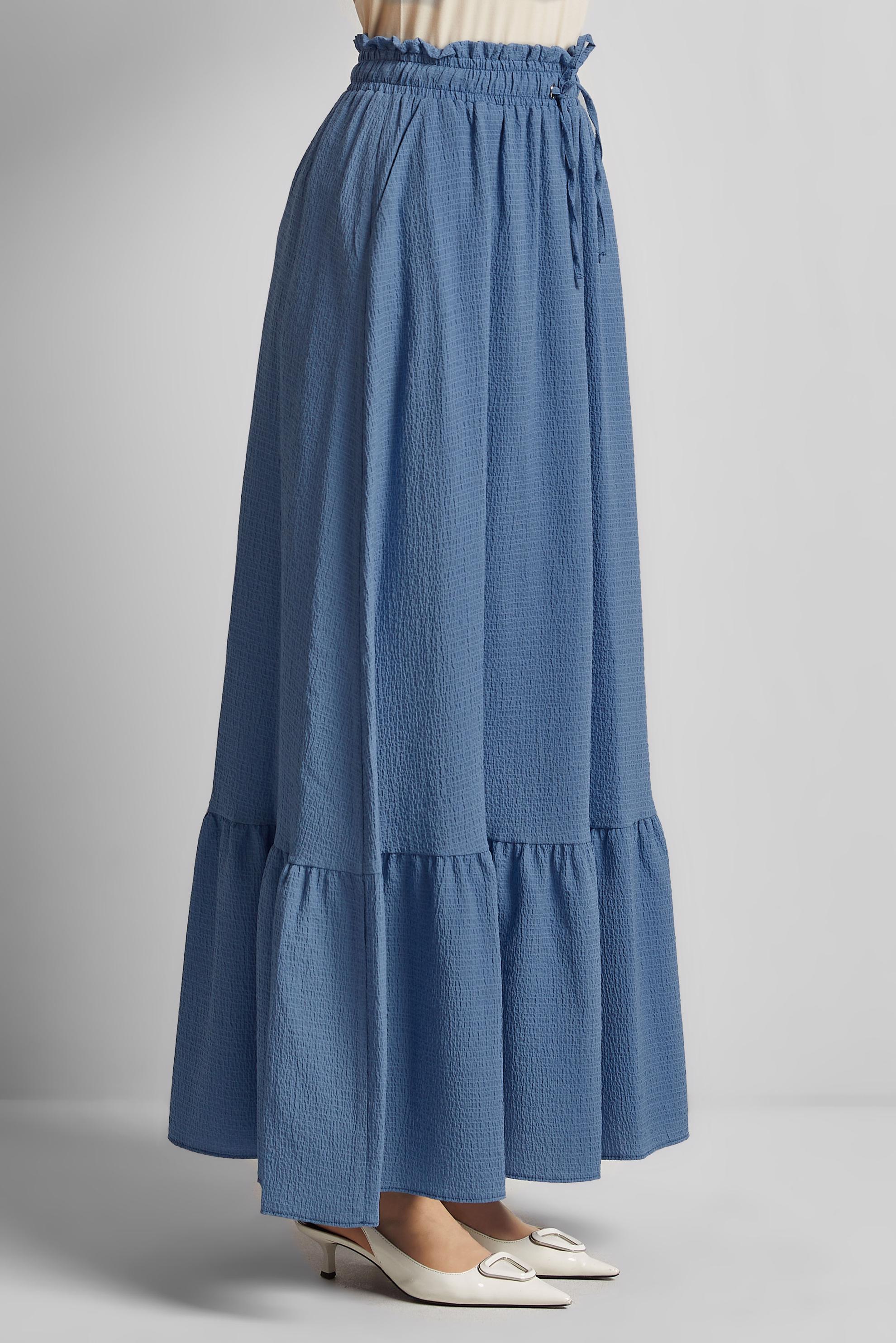 Tesettür giyim LACİVERT BELİ LASTİKLİ ETEK 60681