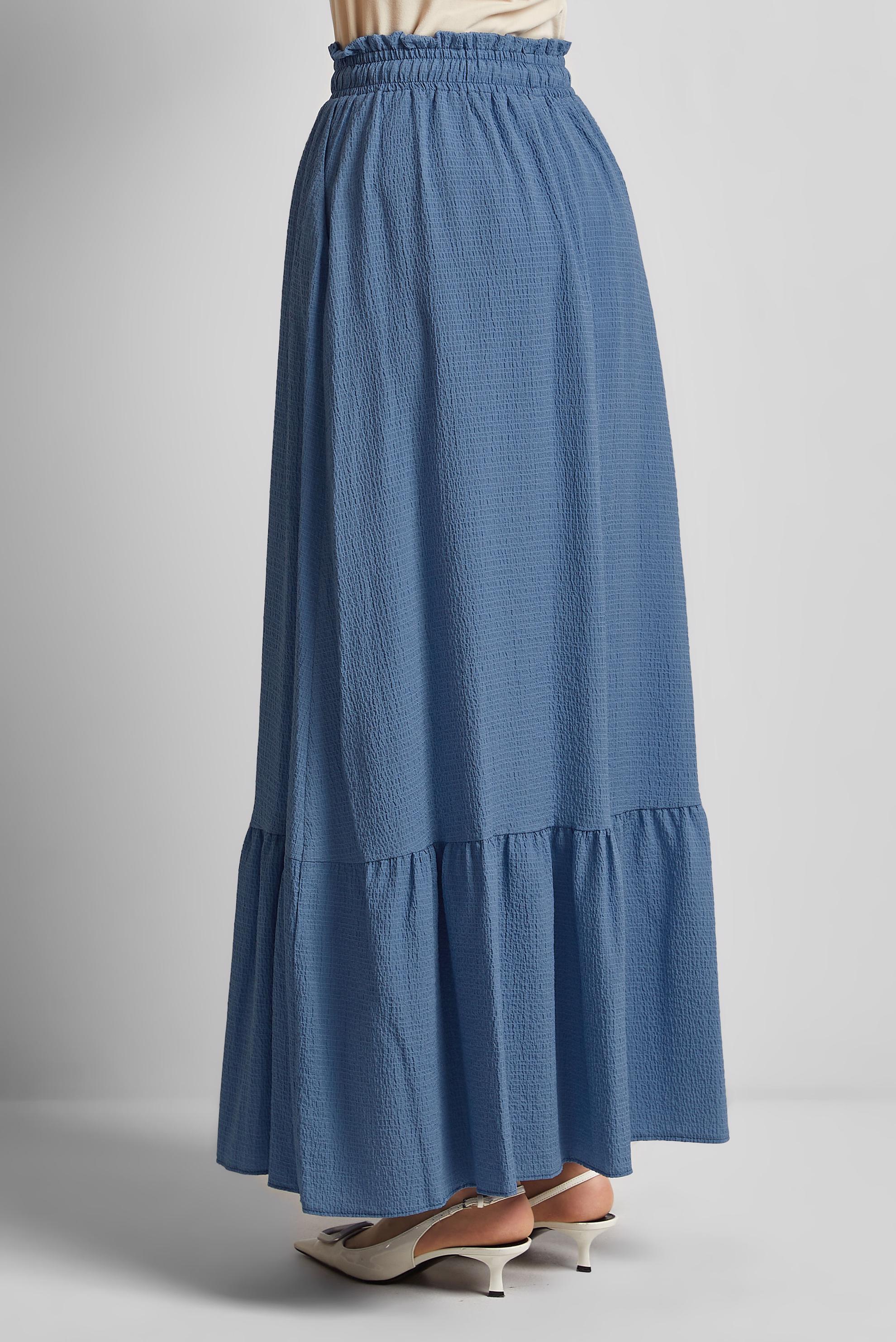 Tesettür giyim LACİVERT BELİ LASTİKLİ ETEK 60681