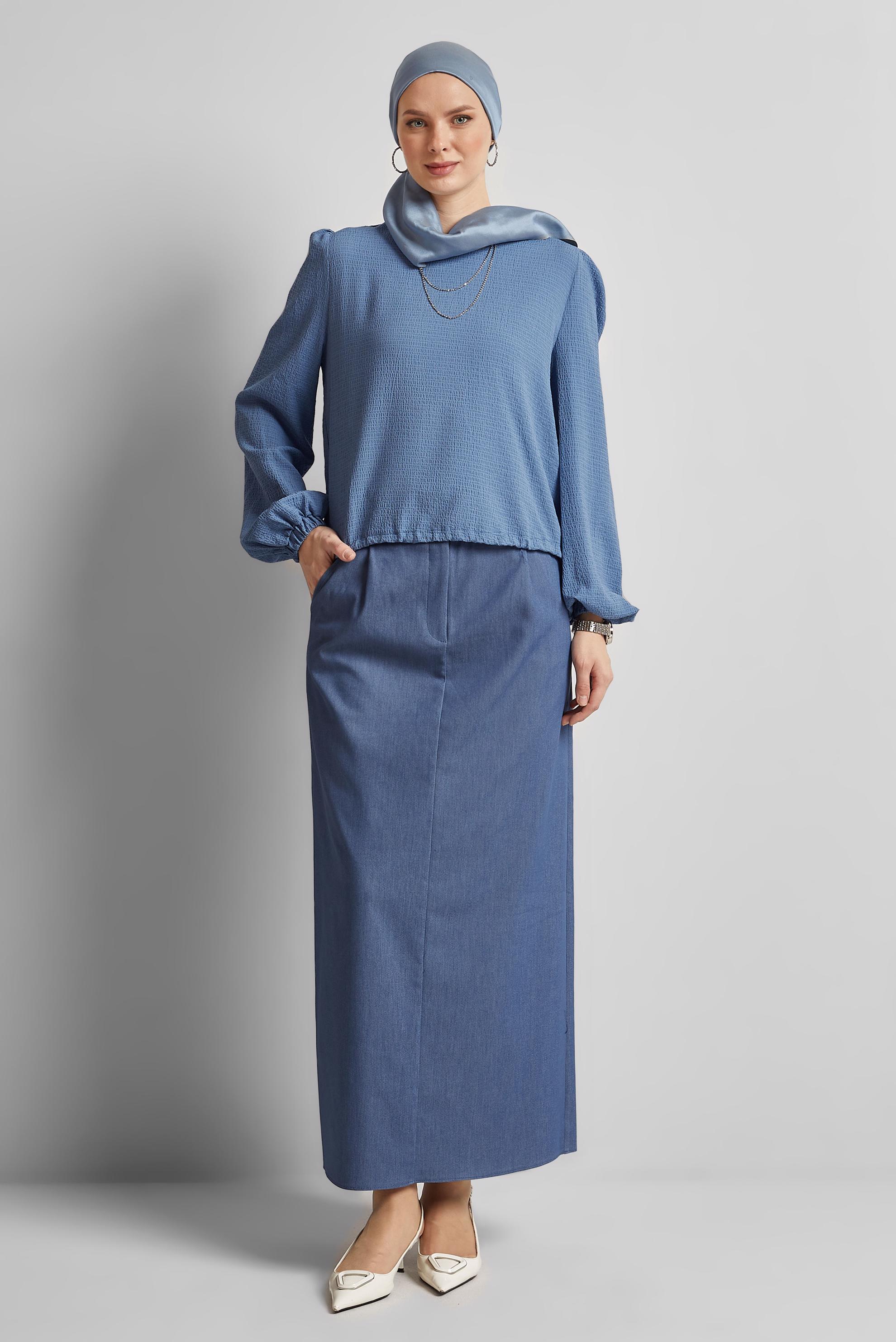 Vêtements hijab BLEU JUPE COUPE DROITE 60682