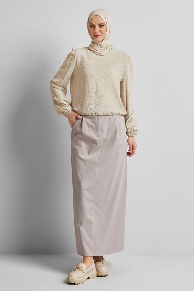 Hijab-Kleidung BEIGE GERADER ROCK 60682 - ALVİNA