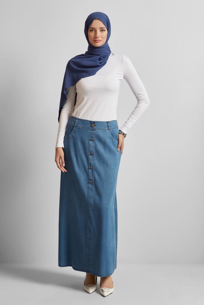 Hijab clothing BLUE DENIM SKIRT 60684 - ALVİNA