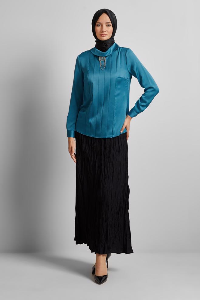 Hijab-Kleidung SCHWARZ FALTENROCK 60687 - ALVİNA