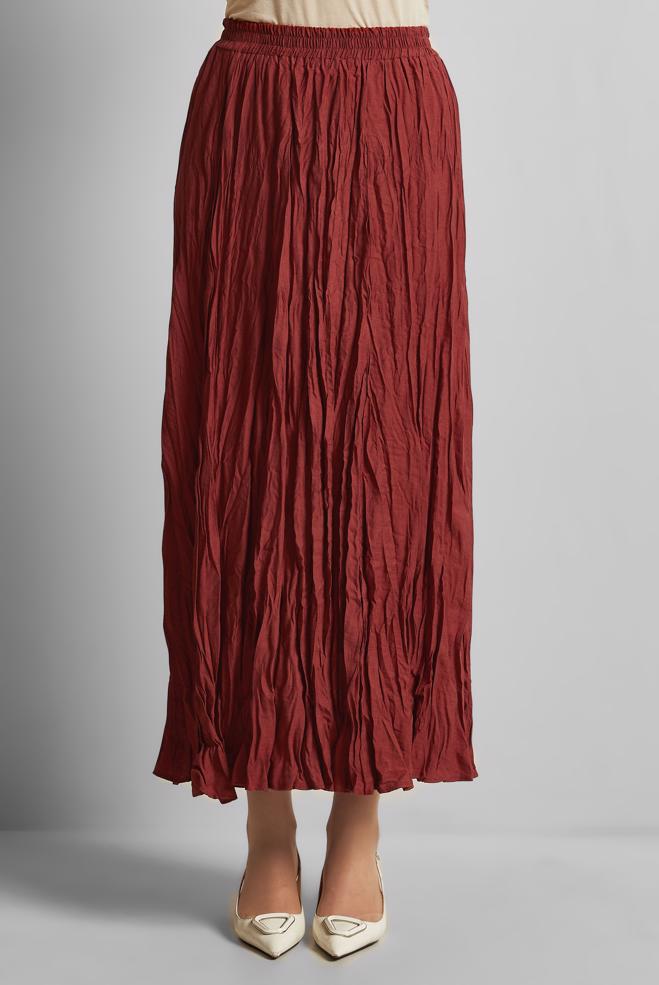 Hijab clothing CLARET RED WRINKLE LOOK SKIRT 60687 - ALVİNA