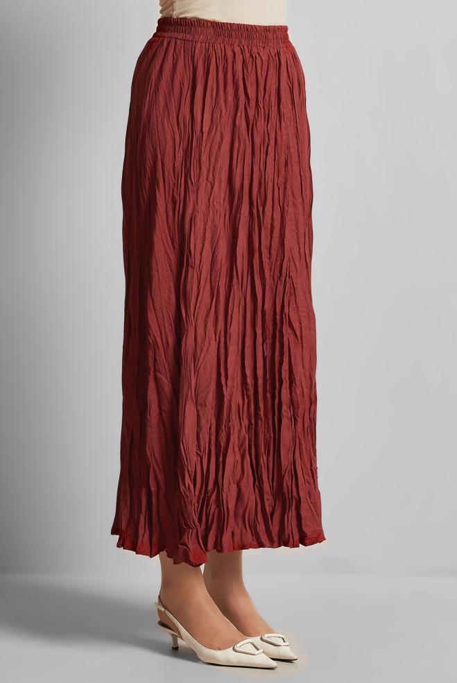 Hijab clothing CLARET RED WRINKLE LOOK SKIRT 60687 - ALVİNA