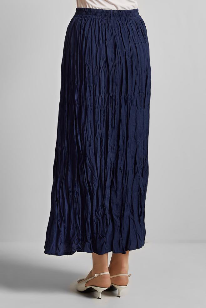 Tesettür giyim LACİVERT KIRIŞIK GÖRÜNÜMLÜ ETEK 60687 - ALVİNA