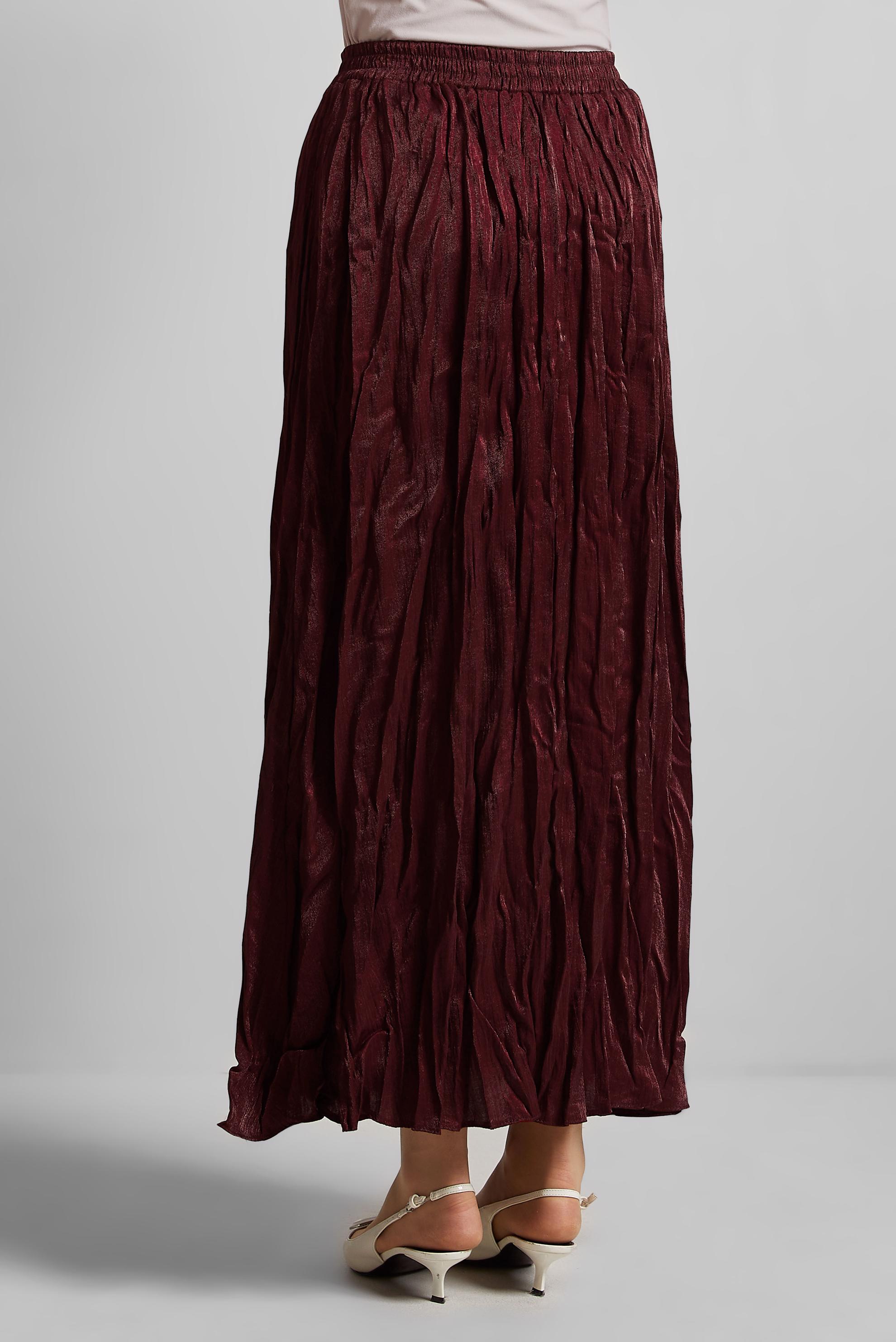 Tesettür giyim BORDO KRİNKIL ETEK 60688