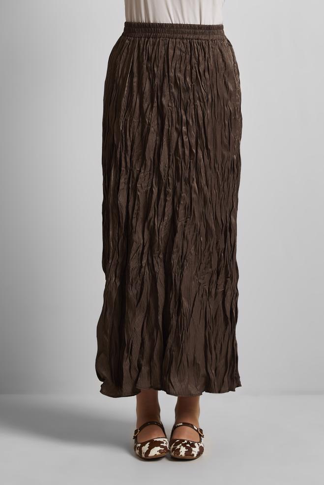 Hijab clothing BROWN CRINKLE SKIRT 60688 - ALVİNA