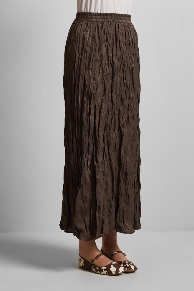 Hijab clothing BROWN CRINKLE SKIRT 60688 - ALVİNA