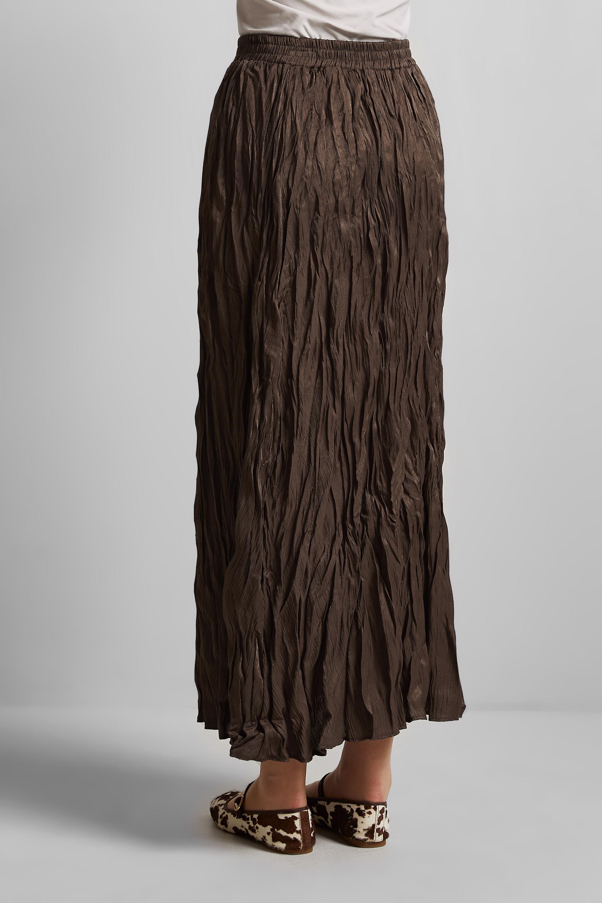 Tesettür giyim KAHVE KRİNKIL ETEK 60688