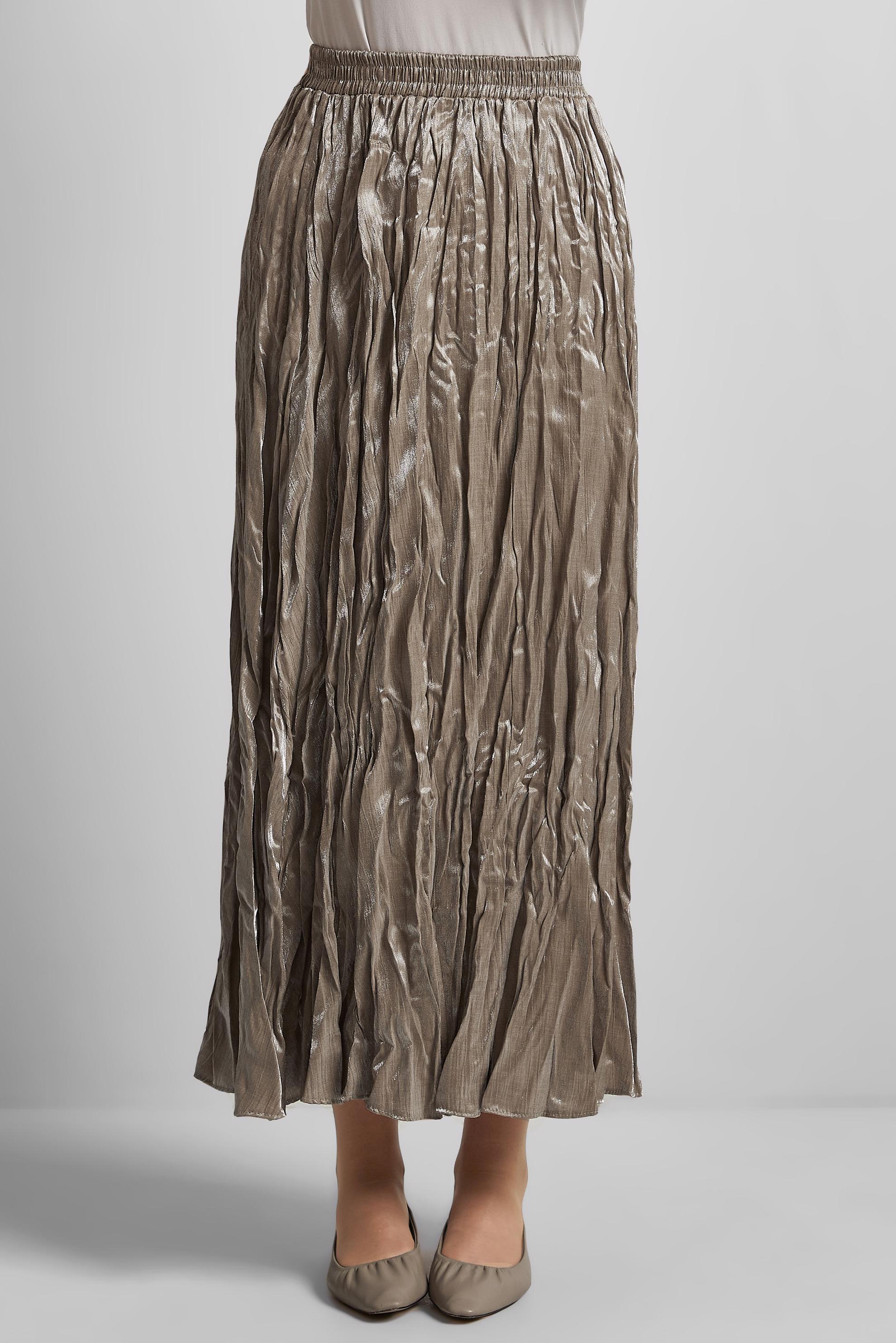 Tesettür giyim VİZON KRİNKIL ETEK 60688