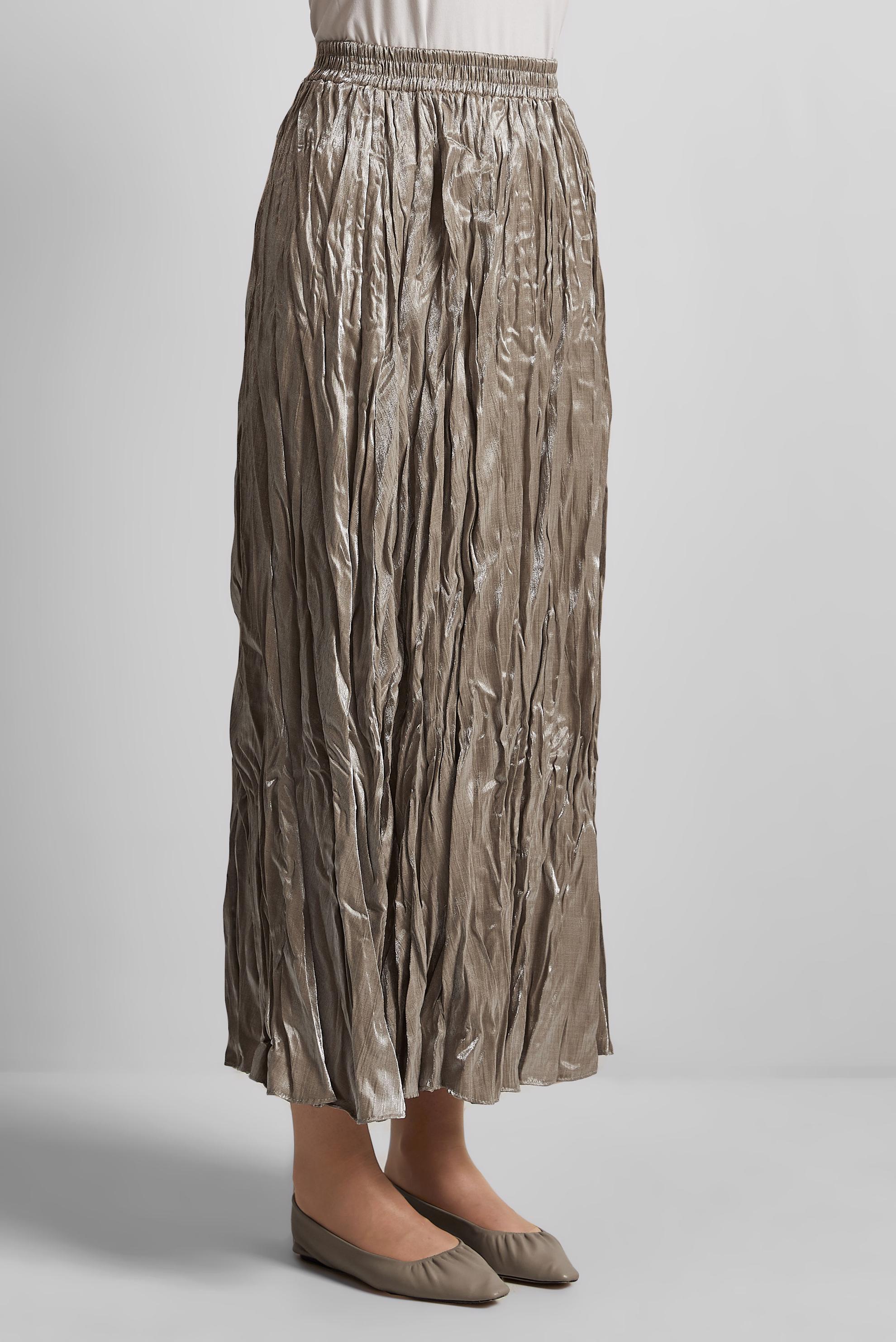 Tesettür giyim VİZON KRİNKIL ETEK 60688