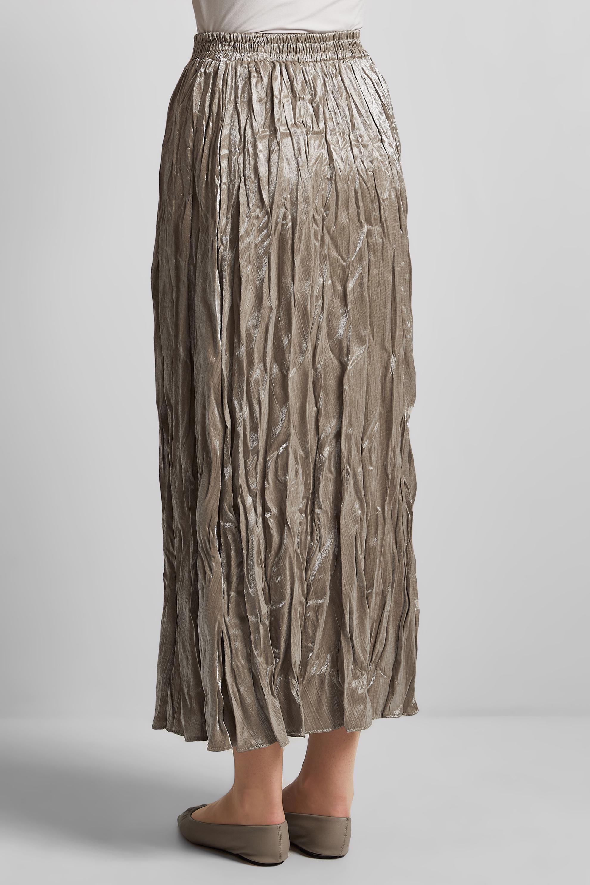 Tesettür giyim VİZON KRİNKIL ETEK 60688