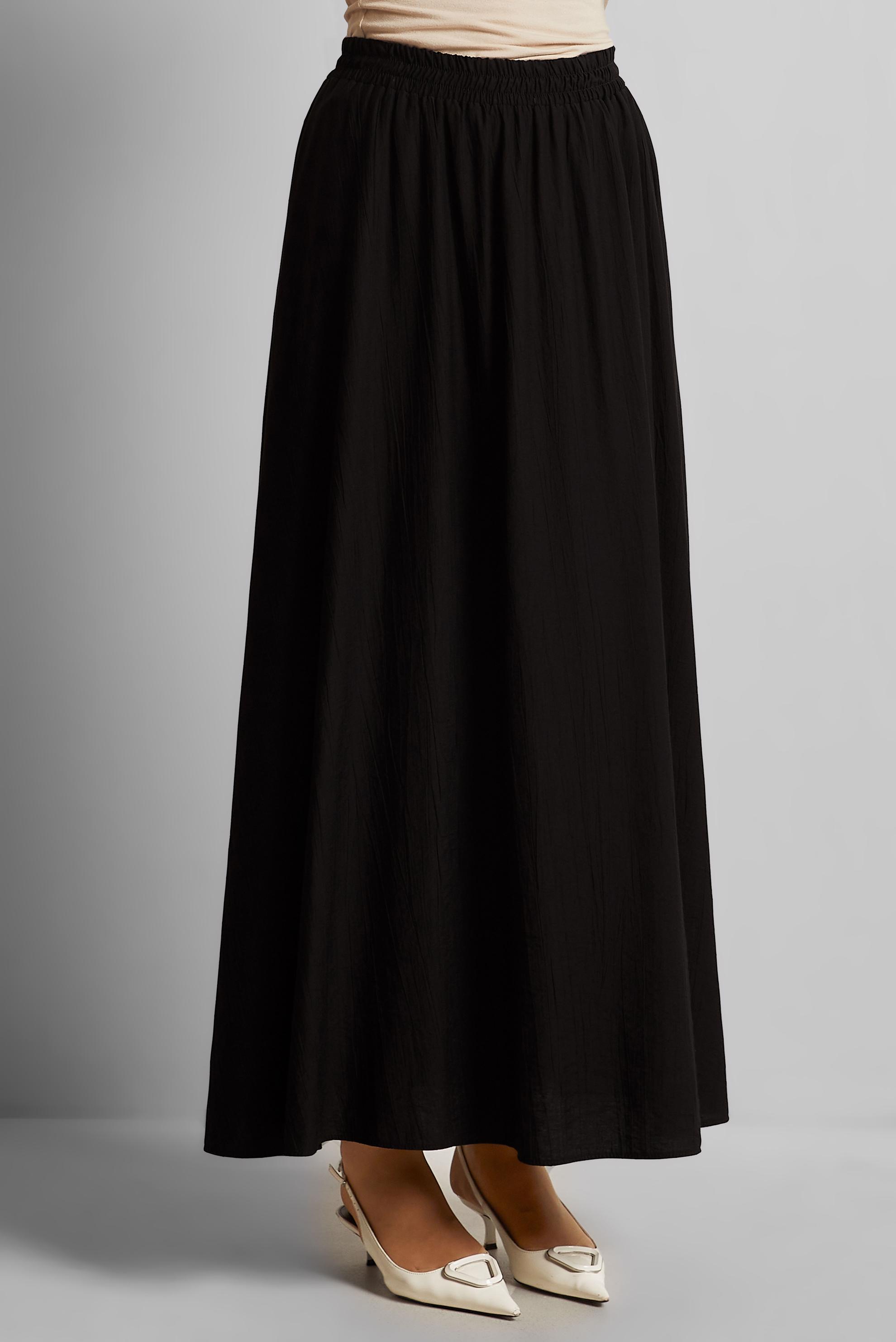 Tesettür giyim SİYAH BELİ LASTİKLİ ETEK 60689
