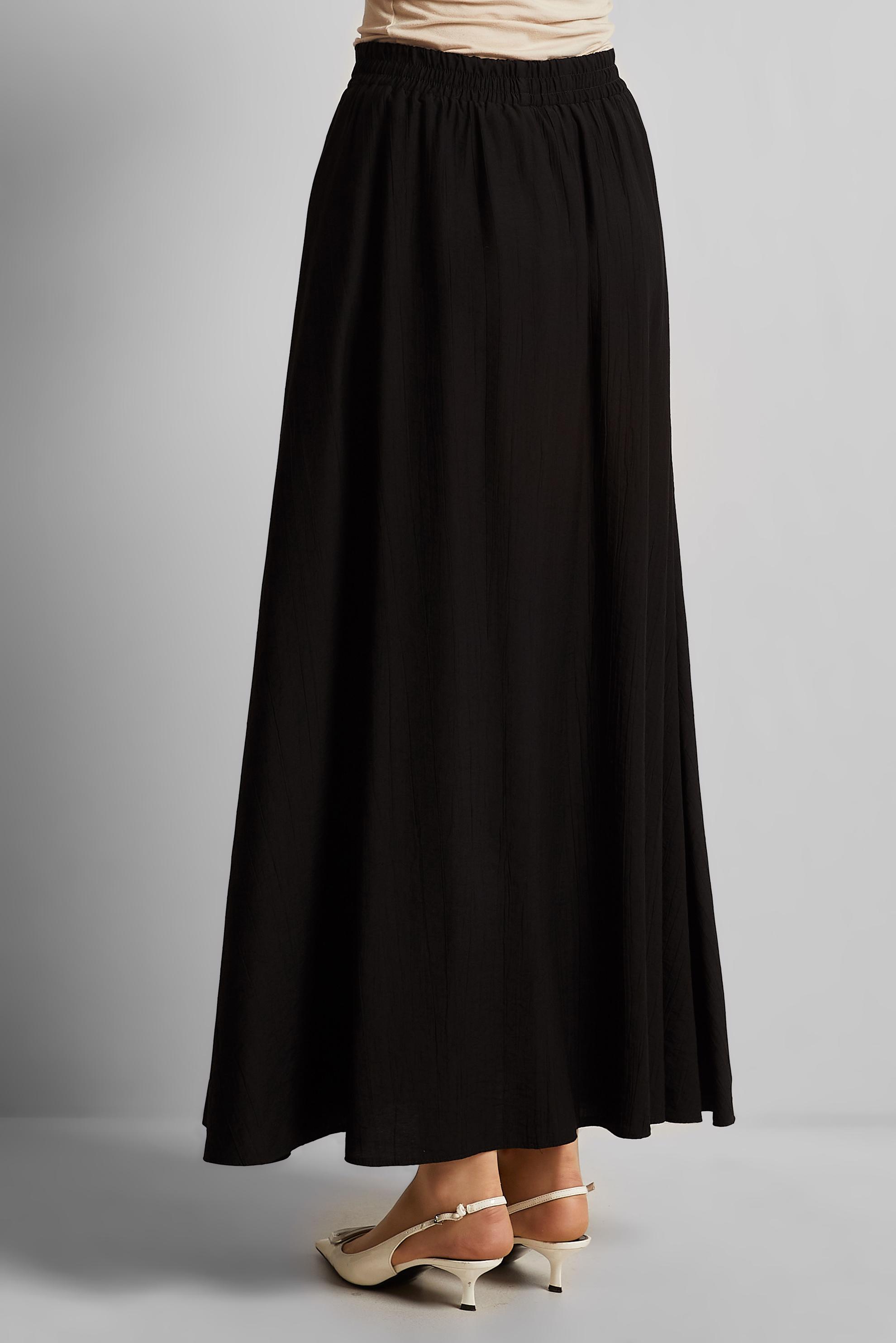 Tesettür giyim SİYAH BELİ LASTİKLİ ETEK 60689