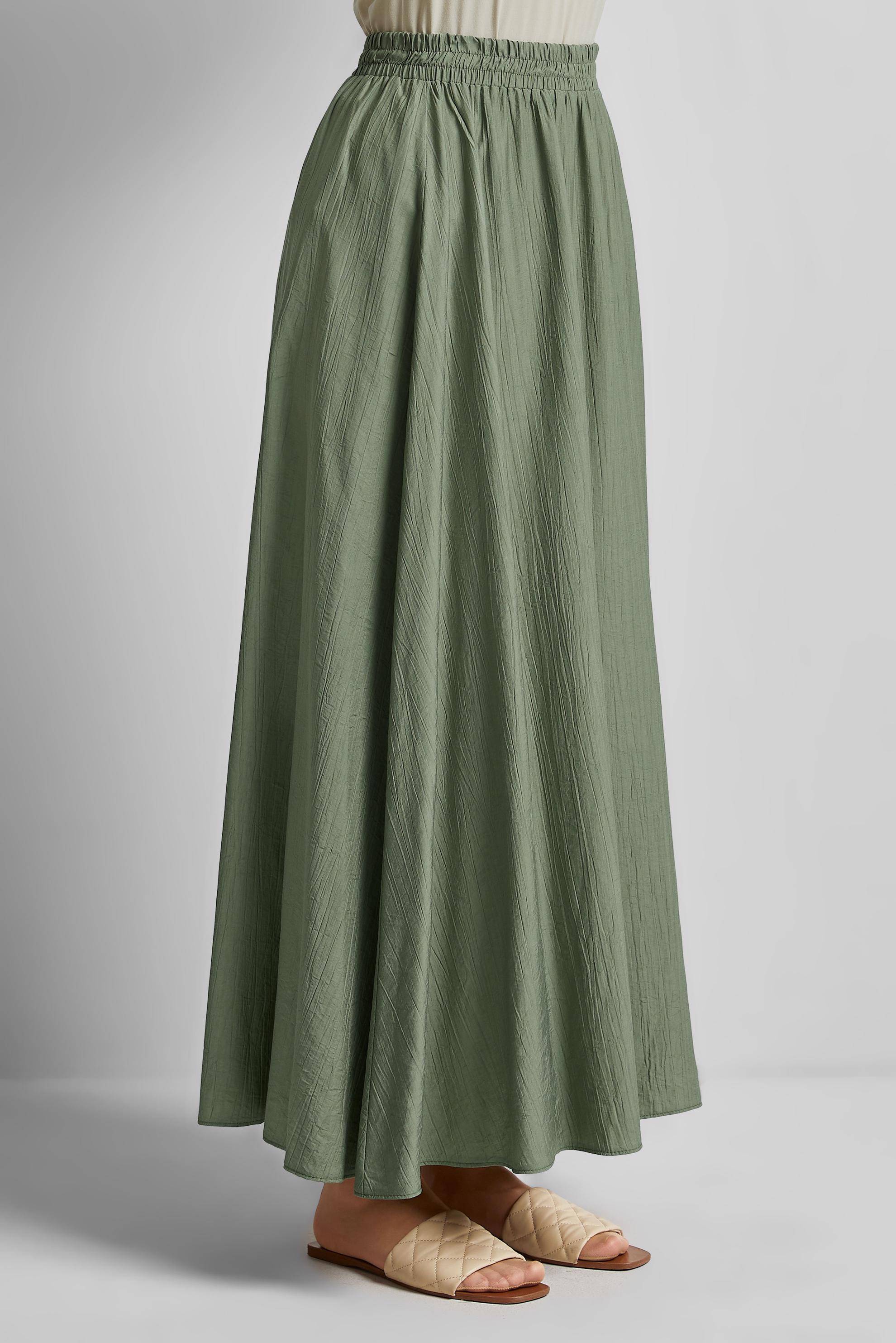 Tesettür giyim HAKİ BELİ LASTİKLİ ETEK 60689